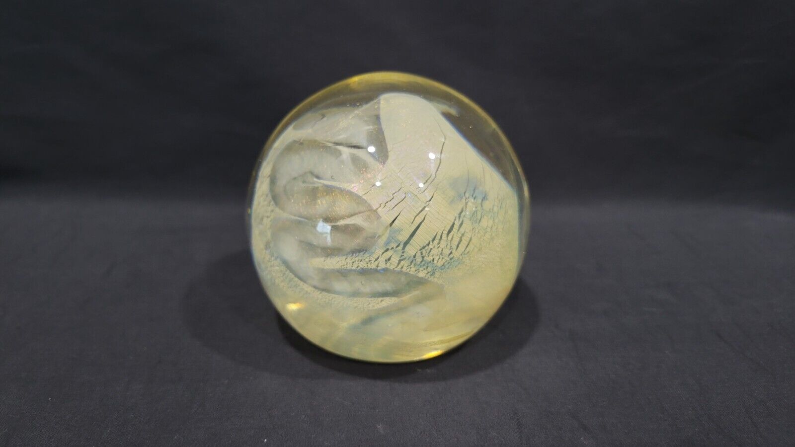 Vintage 1980 Signed Art Glass Paperweight by Robert Eickholt, 3