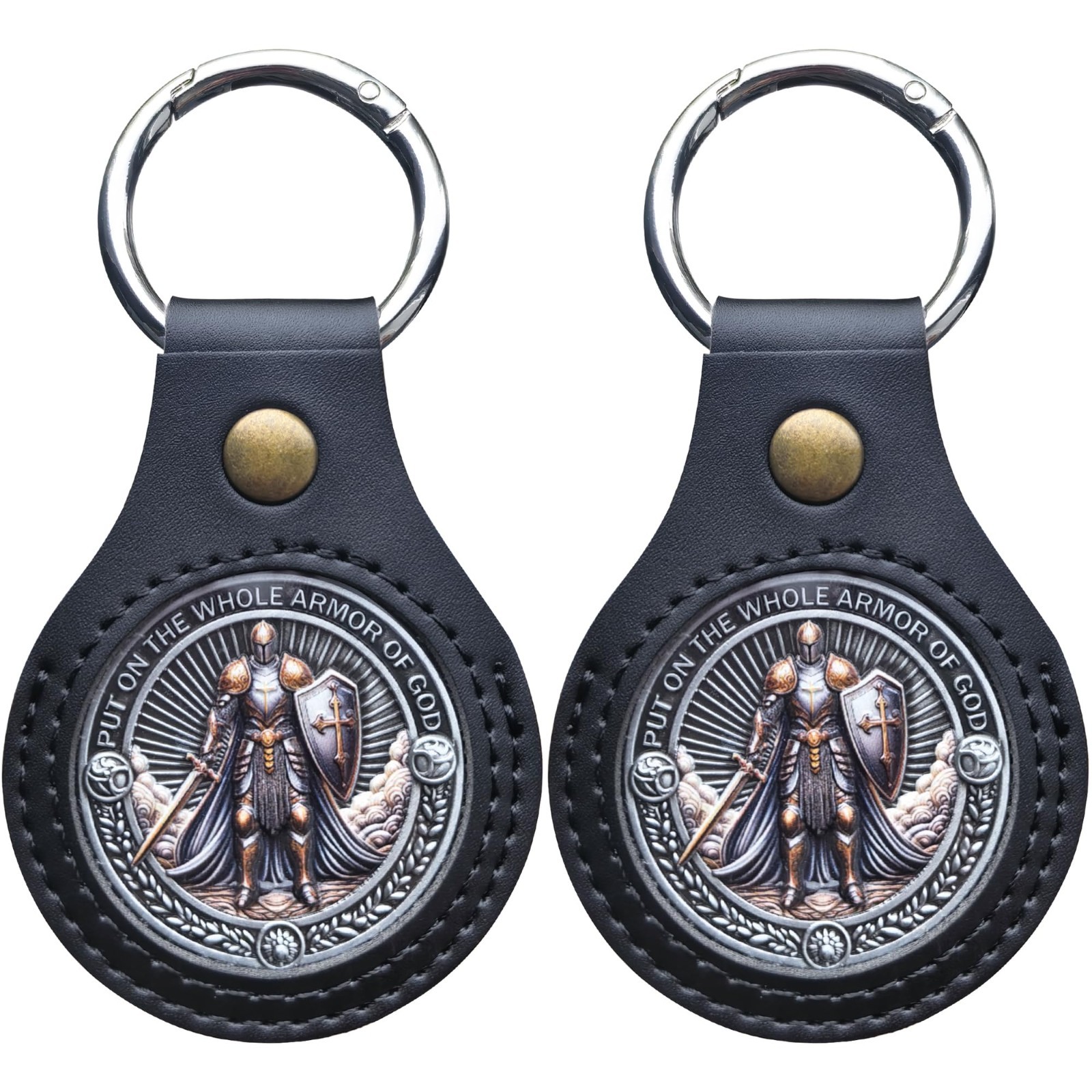 2PCS Leather Challenge Coin Holder Keychain - 1.60-Inch Display for Faith Tokens 2PCS Leather Challenge Coin Holder Keychain - 1.60-Inch Display for Faith Tokens