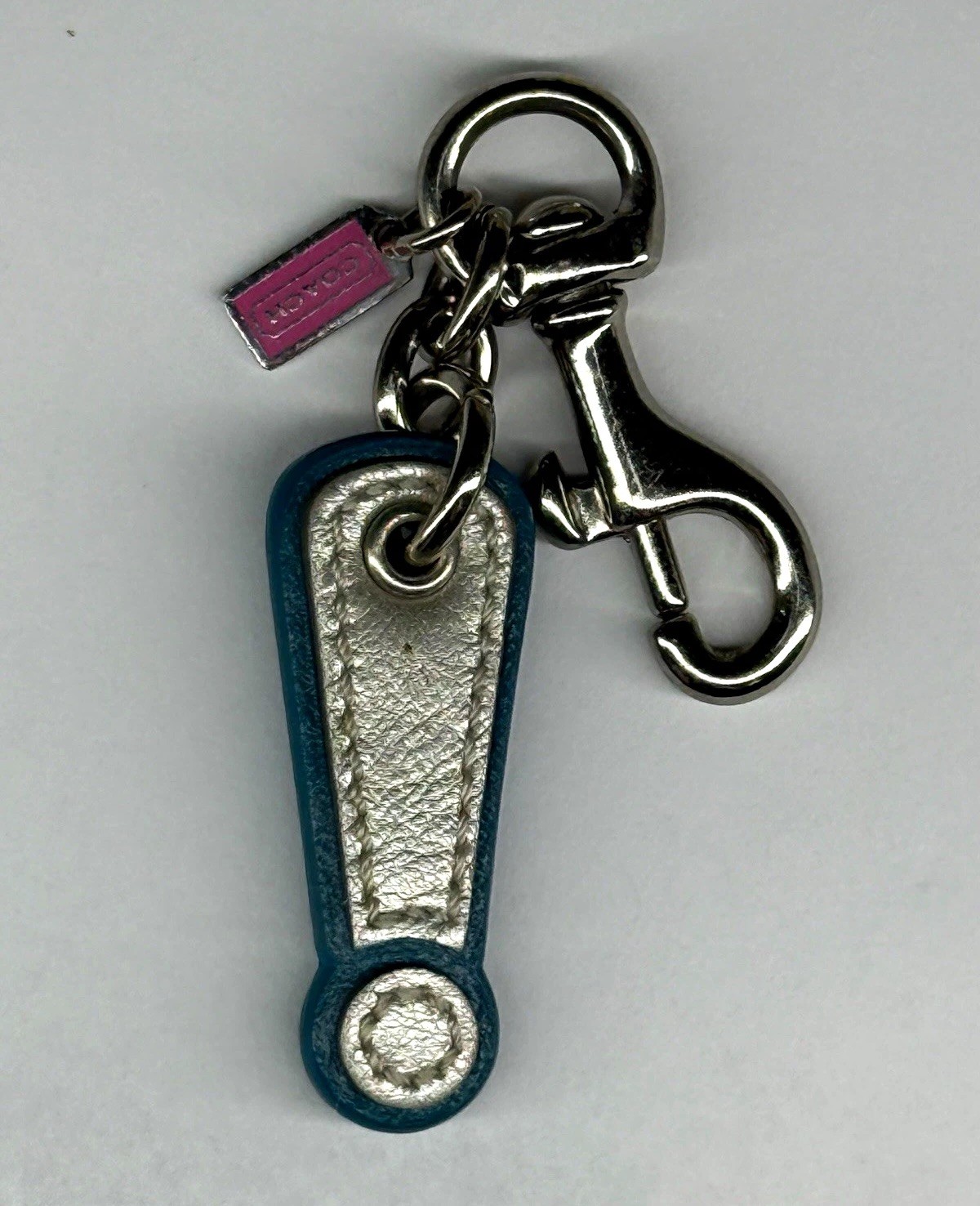 Rare Vintage Coach Blue Metallic Exclamation Point Key Fob Bag Charm Y2K Rare Vintage Coach Blue Metallic Exclamation Point Key Fob Bag Charm Y2K