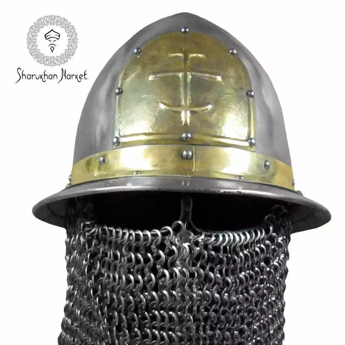 Medieval Helmet 18GA Knight HMB Steel Medieval Byzantine Kettle Hat Helmet UH72