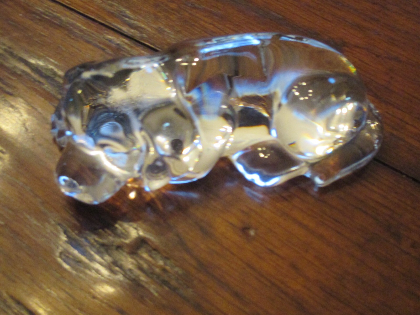 Princess Crystal Sleeping Dog Clear Glass Figurine Paper Weight Collectibles