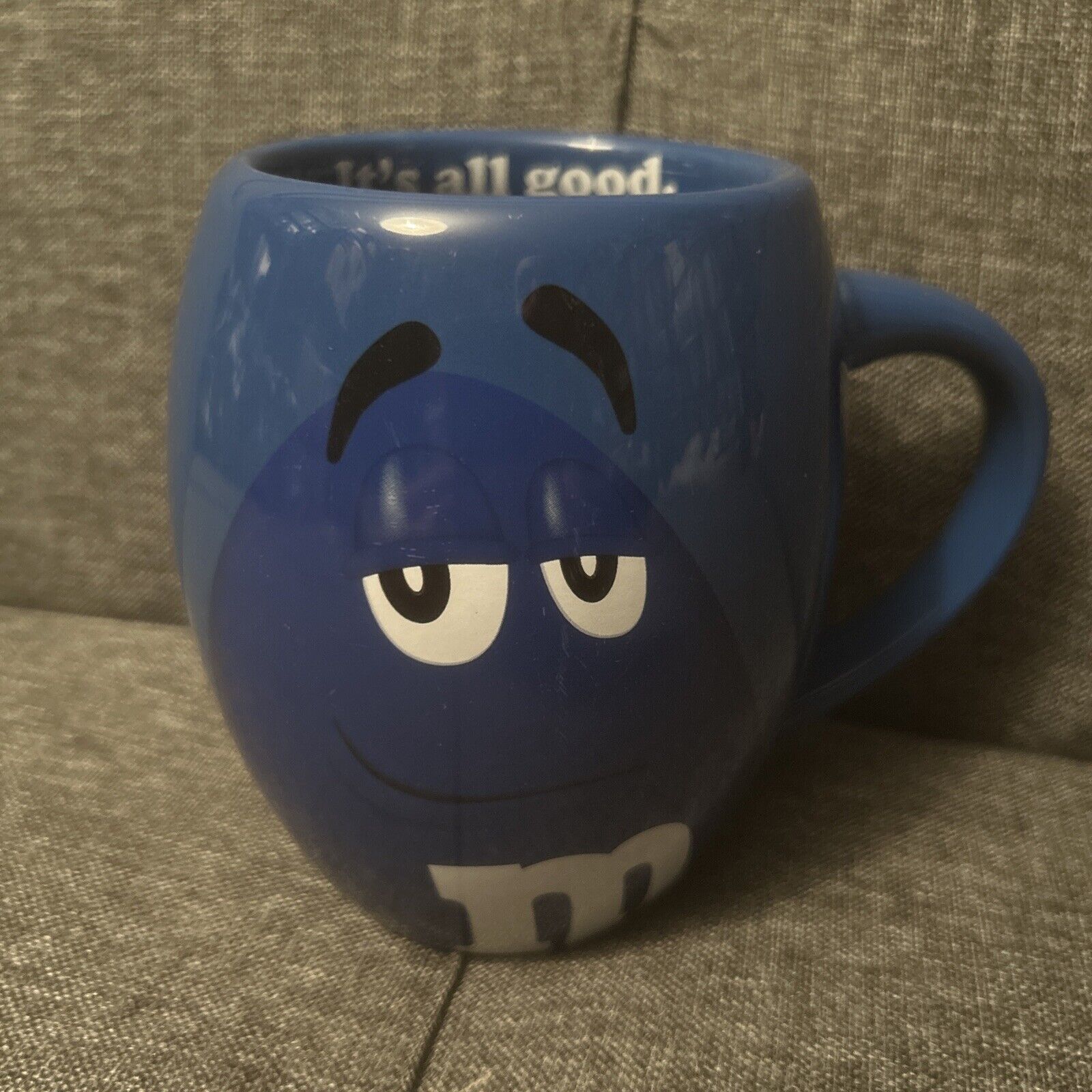BLUE M&M World MM Coffee Mug Cup IT\'S ALL GOOD Candy Character 2016 Rare