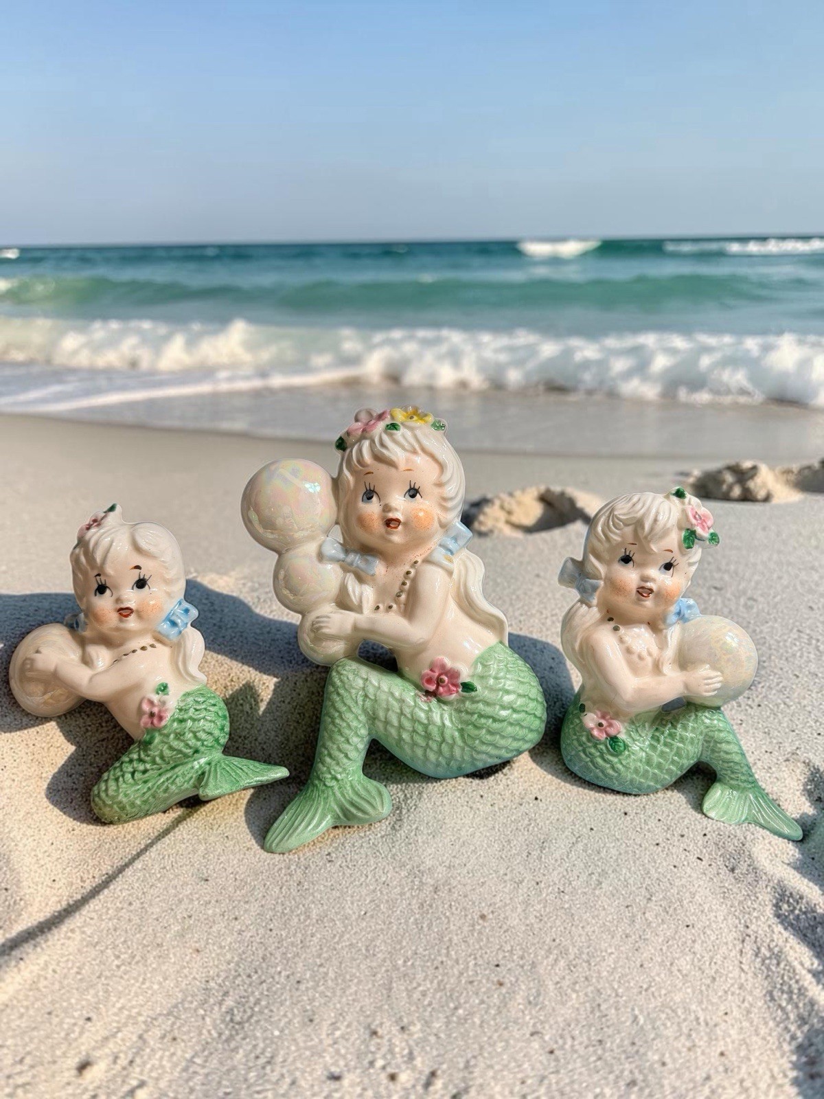 Vintage TILSO Ceramic Mermaid Wall Plaques Figurines SET OF 3 🌴 So Cute 🐙