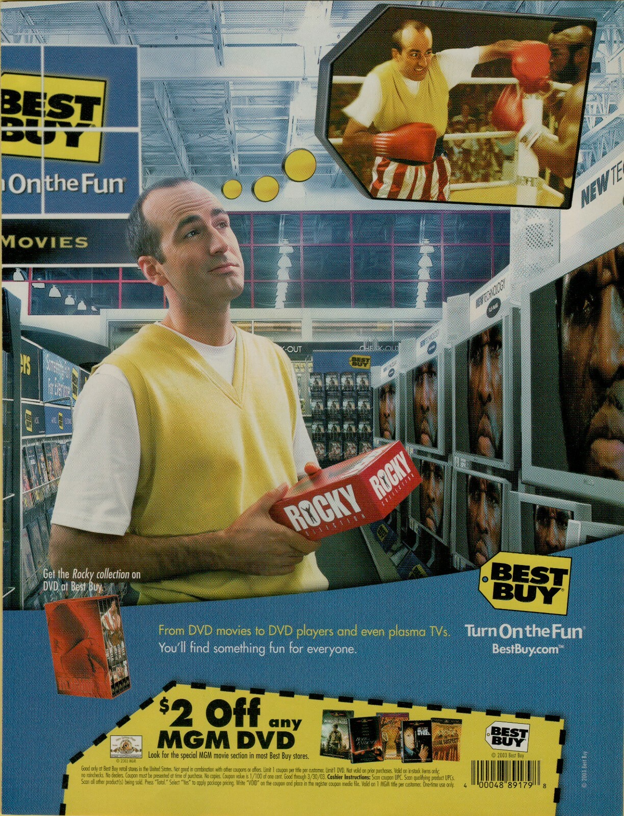 2003 Best Buy MGM Rocky Collection DVD Apollo Creed Store Clerk Vintage Print Ad