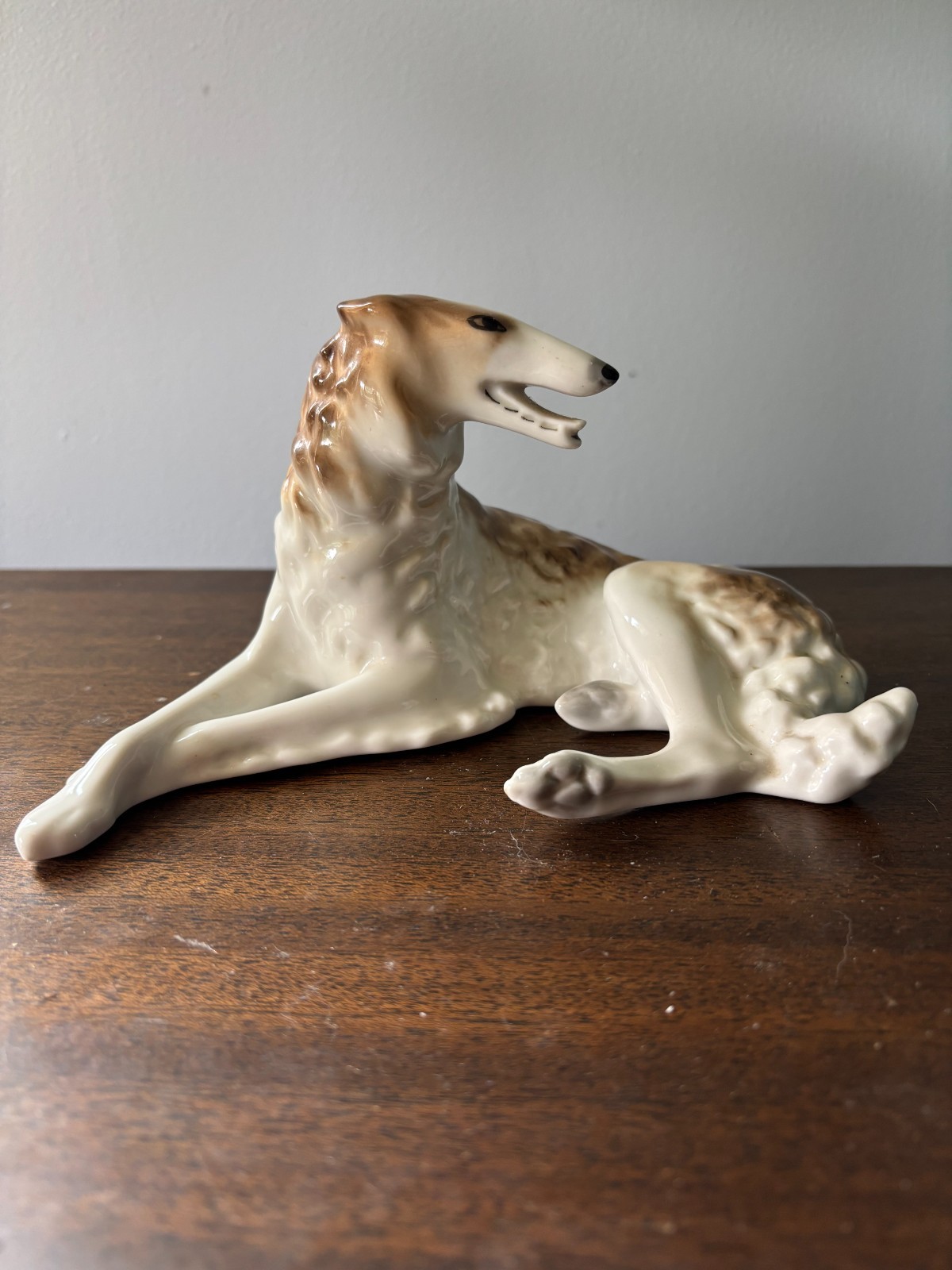 Vintage Lomonosov Porcelain Borzoi Sighthound Wolfhound Figurine Russia USSR Dog