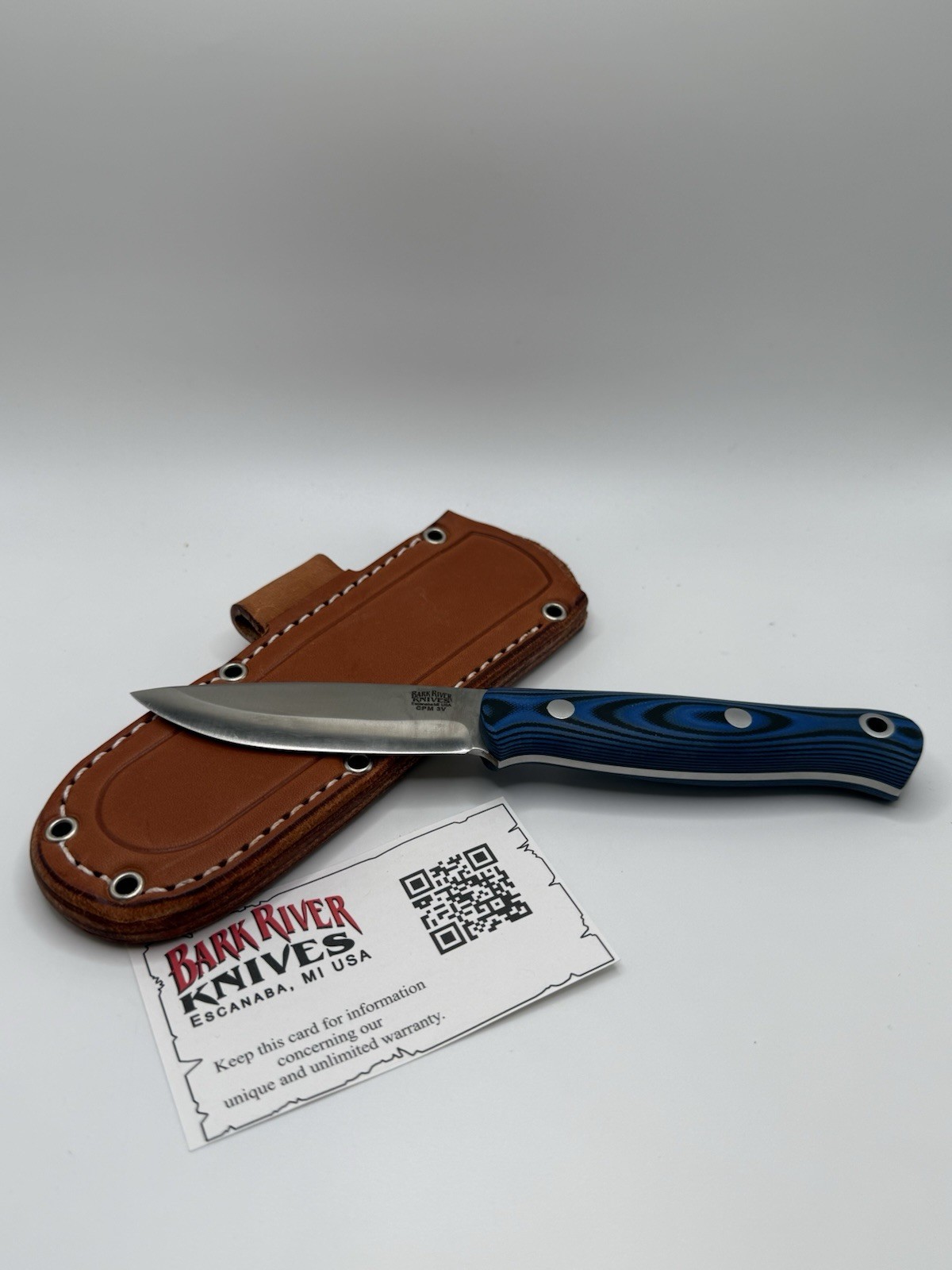 Bark River Knives Bushcrafter Blue & Black Sure Touch CPM3V