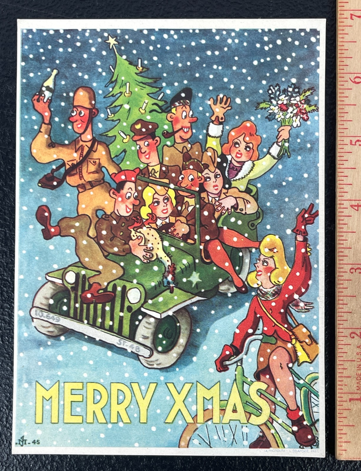 Original 1945 WWII Christmas Allied Victory Celebration Unique Gift Card WW2 VE Original 1945 WWII Christmas Allied Victory Celebration Unique Gift Card WW2 VE