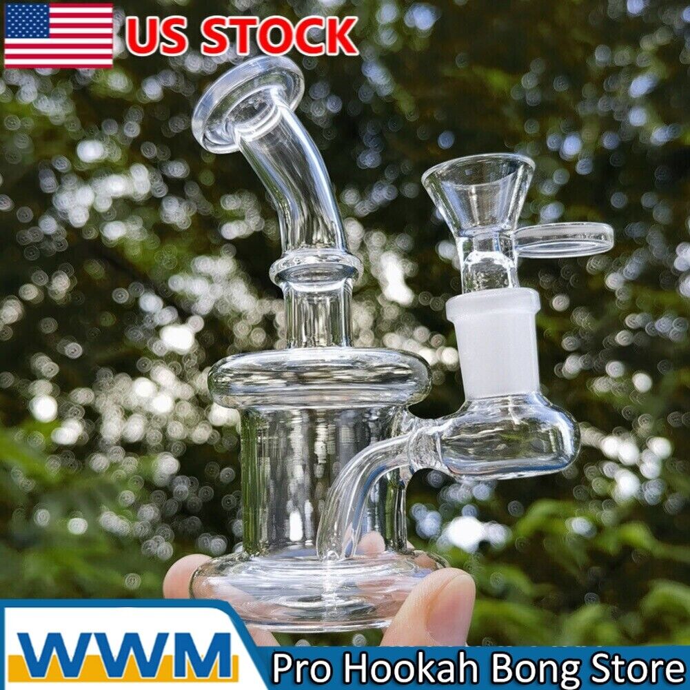 4.5 inch Mini Hookah Glass Bong Perc Premium Quality Water Pipe Bubbler + Bowl
