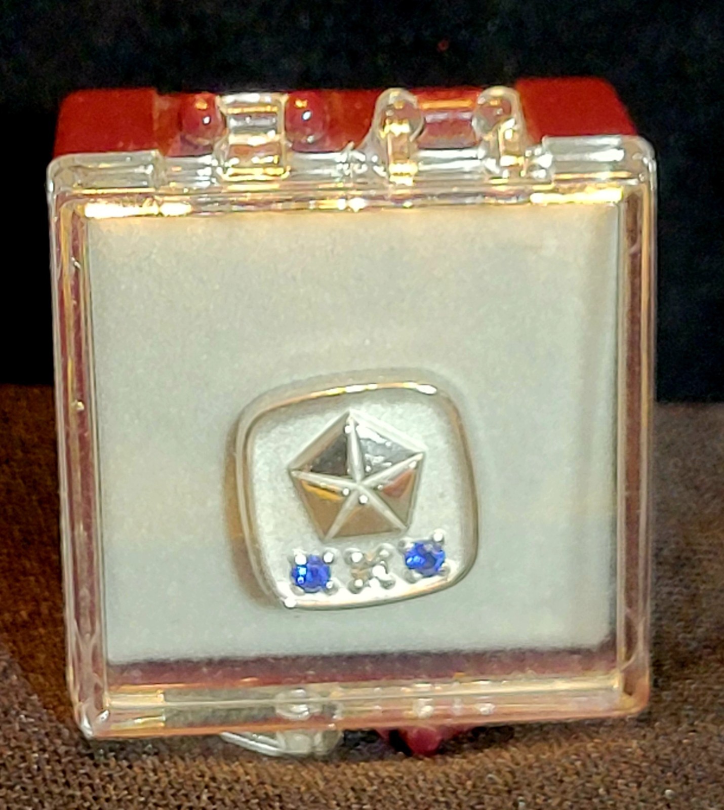 Vintage Chrysler 30 Years Employee Pin 2 Sapphires 1 Diamond 1/10 10k New