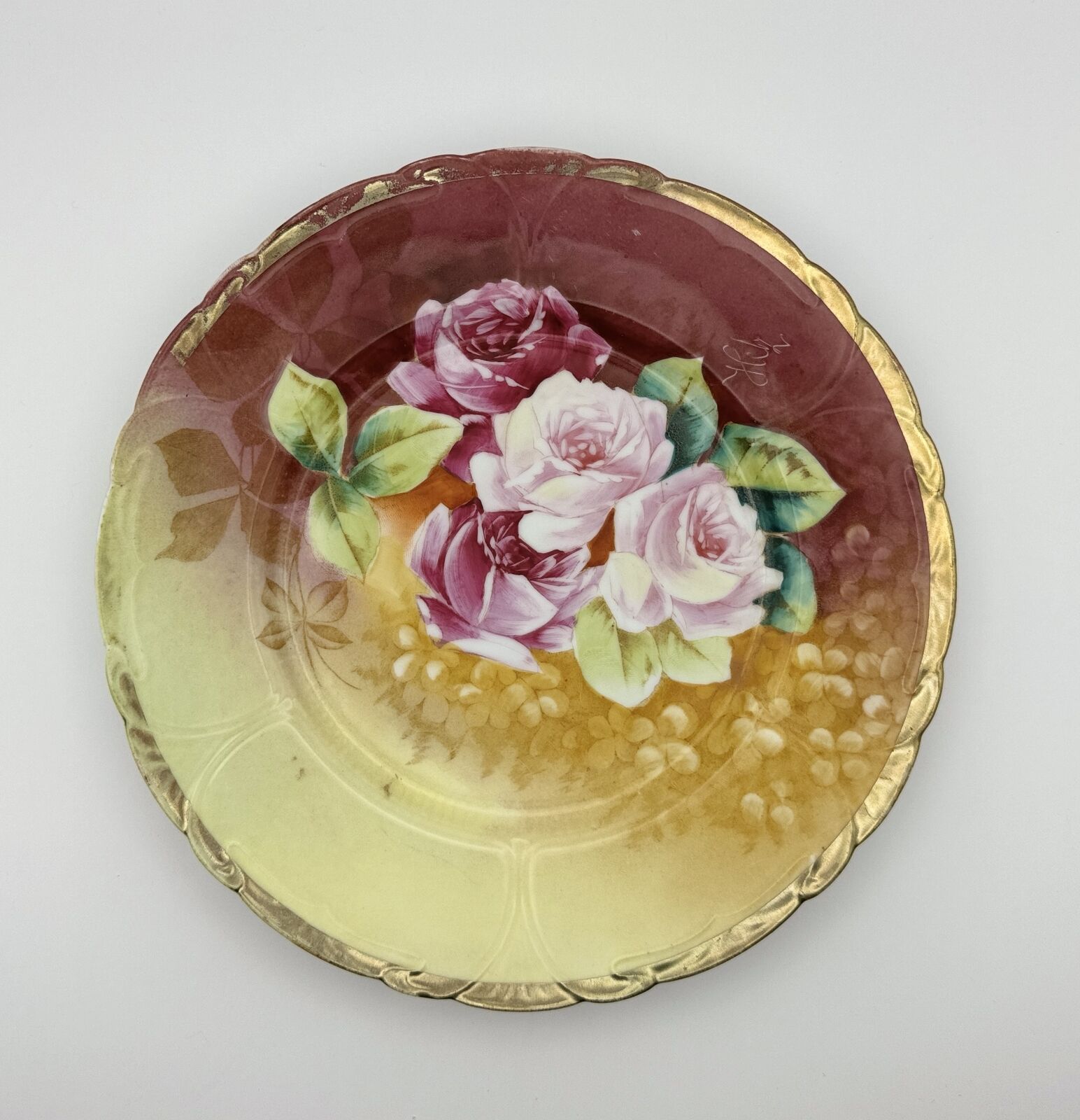 Stunning Hand-Painted German Porcelain Plate with Floral Design