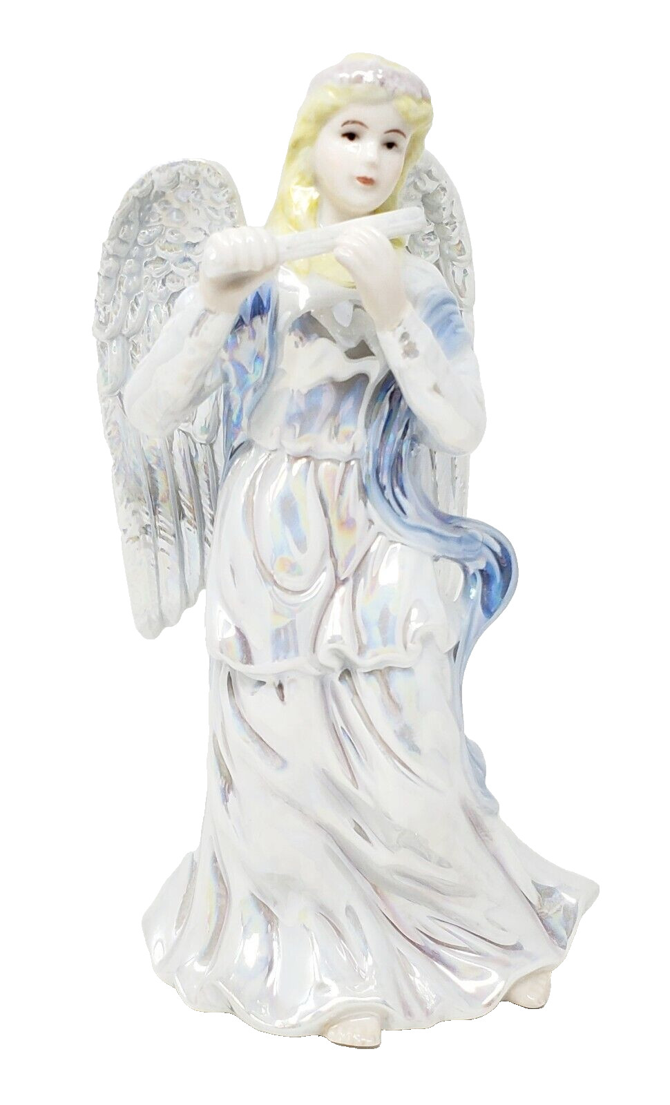Guardian Angel Playing Flute Porcelain Figurine Statue 8.2\