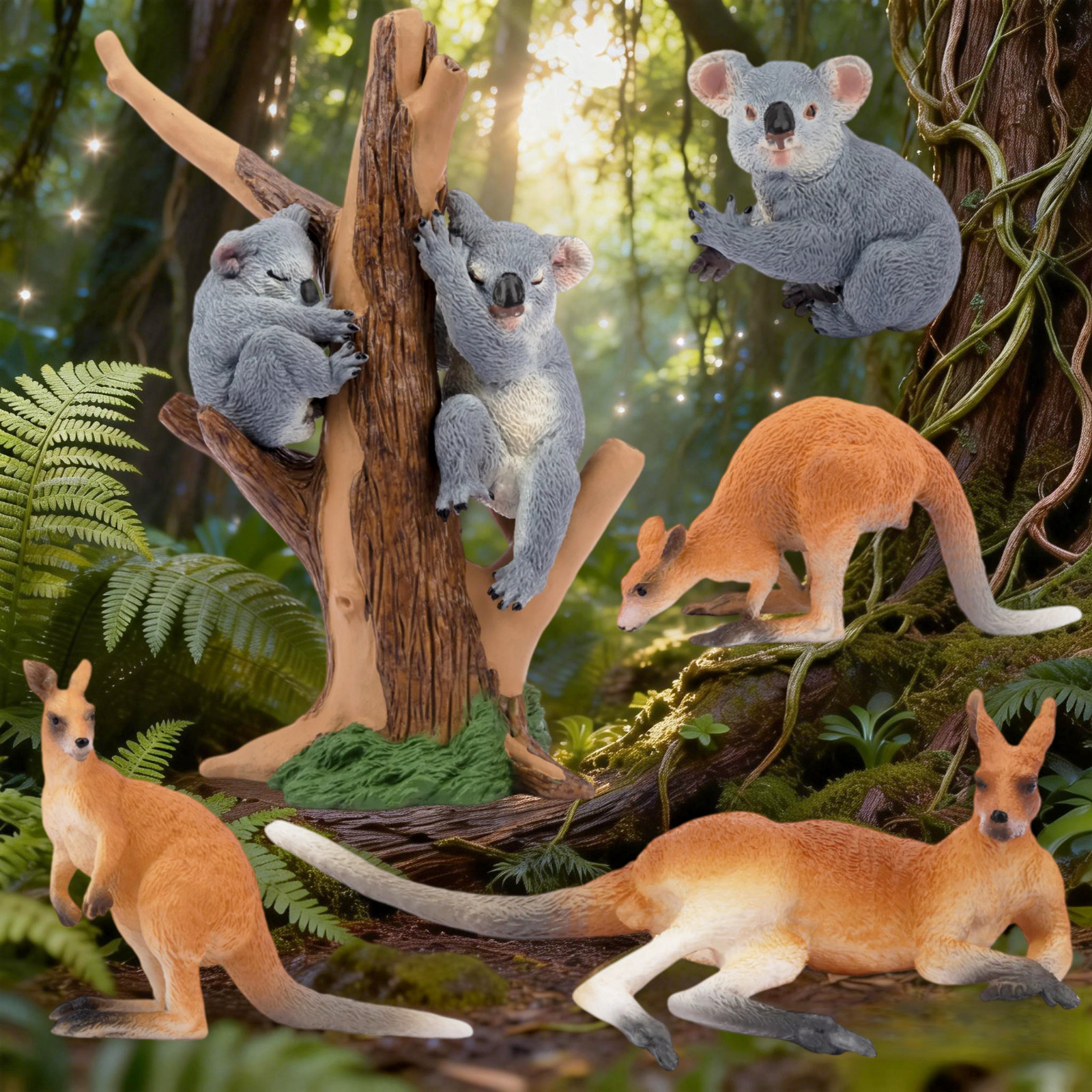 Toymany 7pcs Australian Wildlife Animal Figurine  Koala Collectible  Toy Set