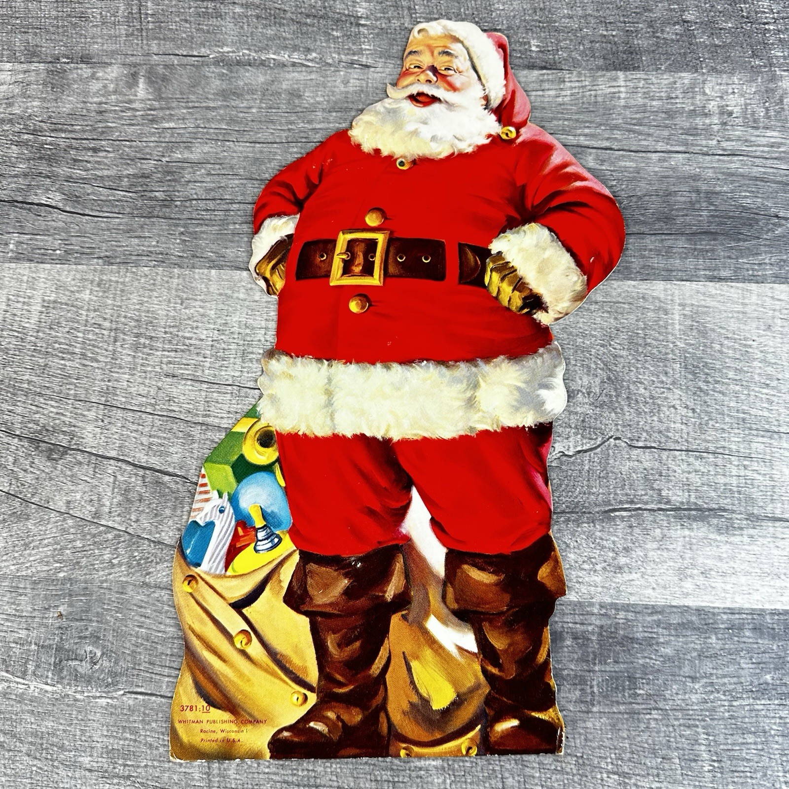 Vintage 1950s Whitman Santa Claus Cardboard Die Cut Display 13 In USA Wall Deco
