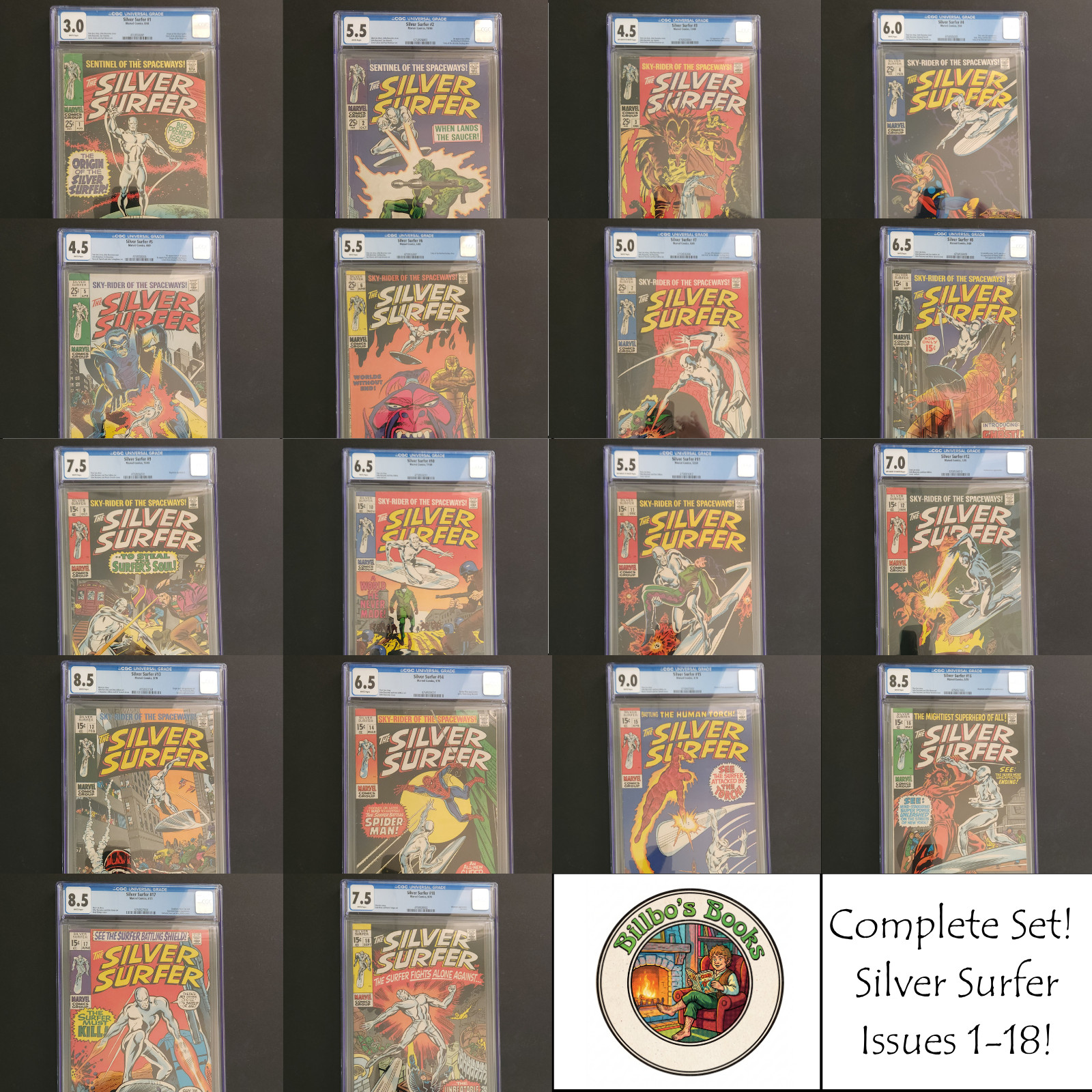 Silver Surfer 1-18 Complete Set 1968 Vol 1 CGC Graded Slabs Marvel Lot