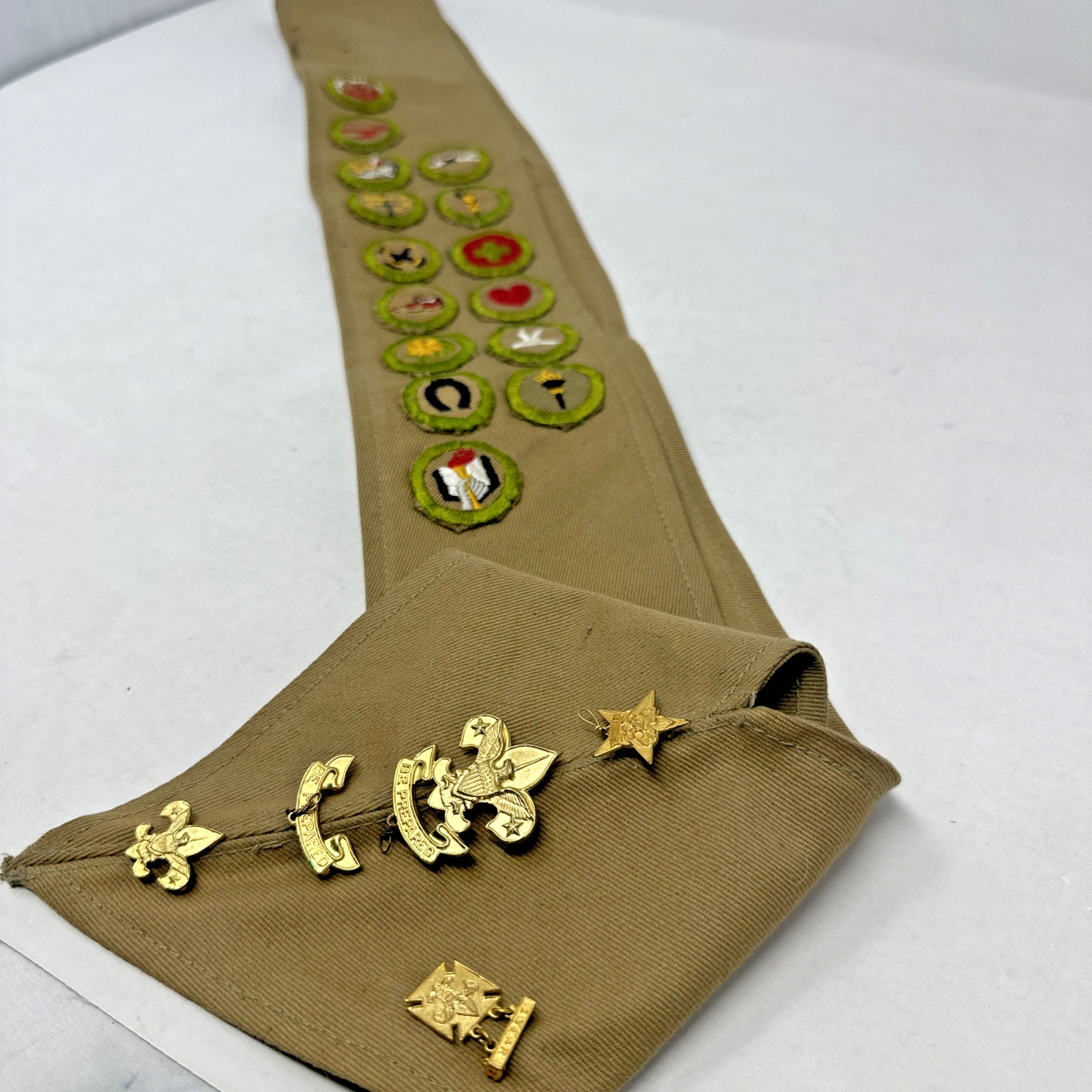 Boy Scouts of America Merit Badge Sash 15 badges 5 Medals Vtg 1930\'s 1940\'s BSA