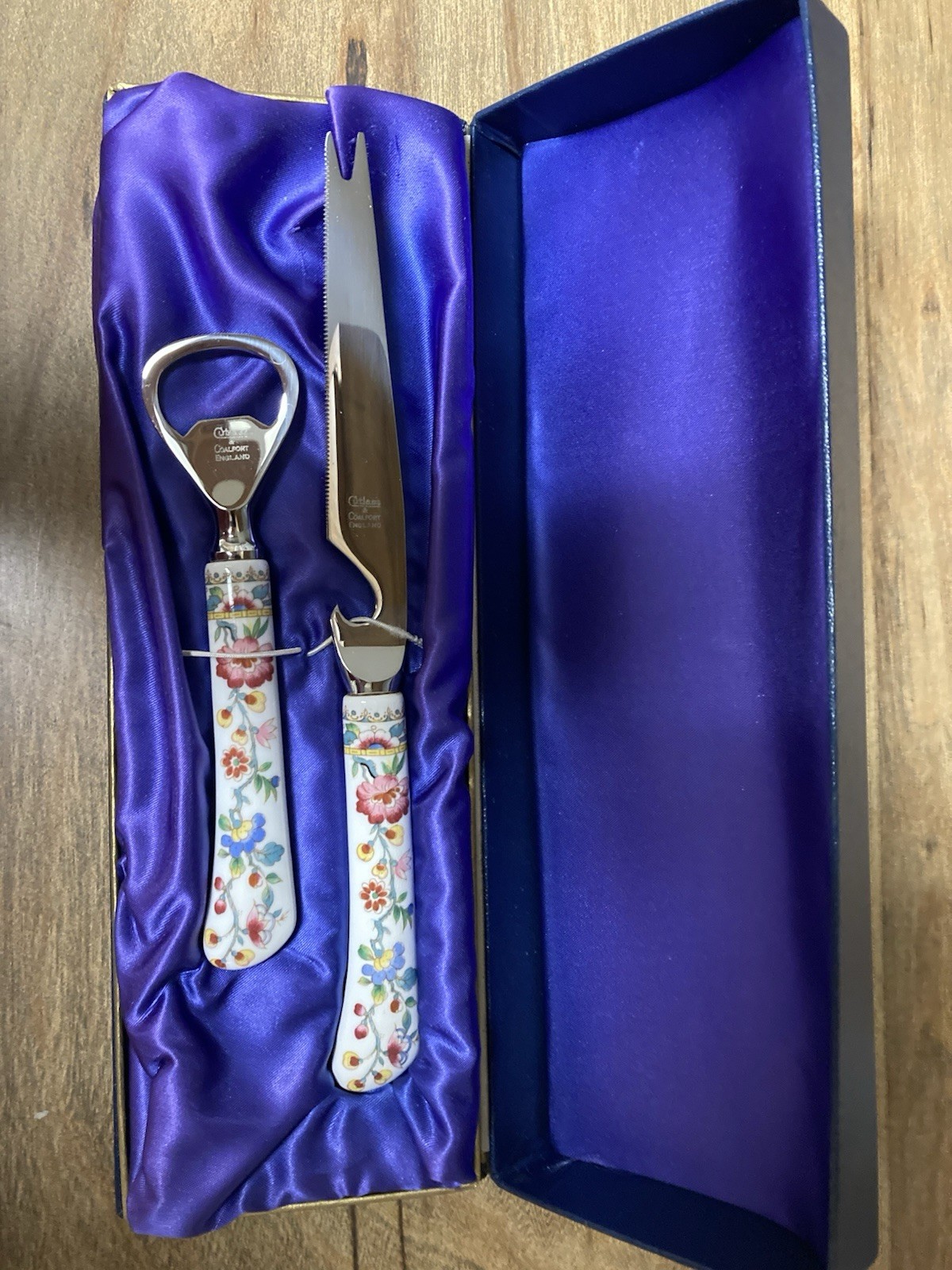 Coalport Bone China Bottle Openers Set of 2 Barware Ming Rose Presentation Box