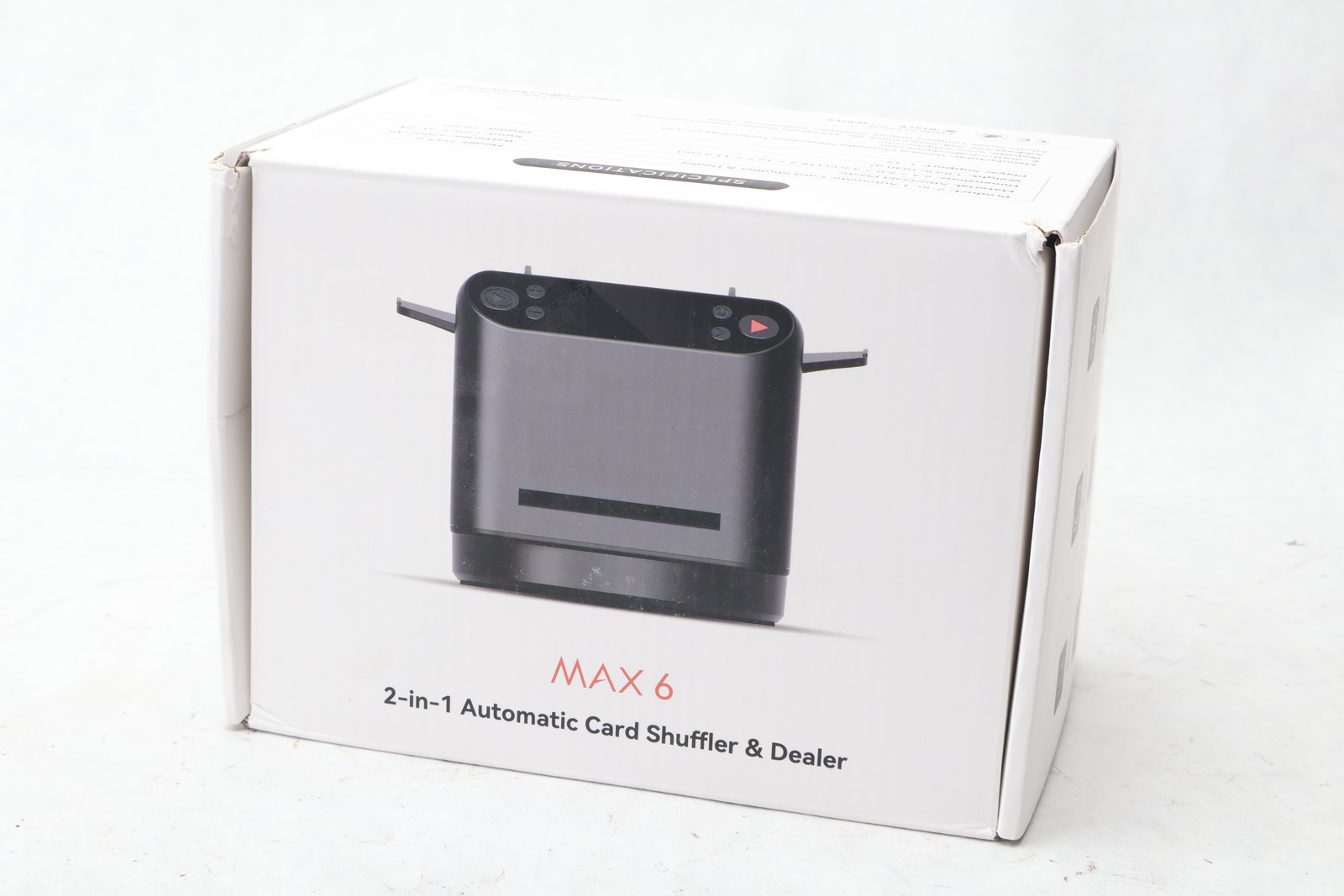 MAX 6 Automatic Card Shuffler & Dealer 2-in-1 360 Degree Black New Box MAX 6 Automatic Card Shuffler & Dealer 2-in-1 360 Degree Black New Box