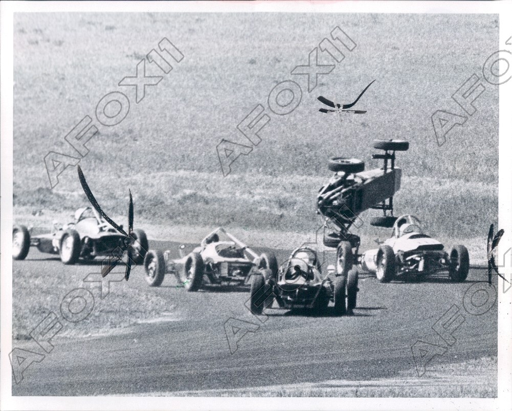 1971 Waterford Michigan Auto Races Car Flips Press Photo