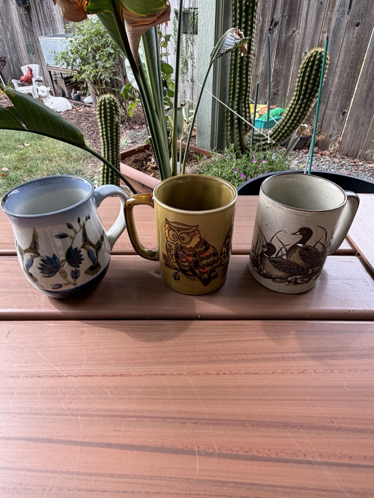 ☕️Lot Of 3 Vintage Otagiri Coffee Mugs: Hummingbird Owl Goose