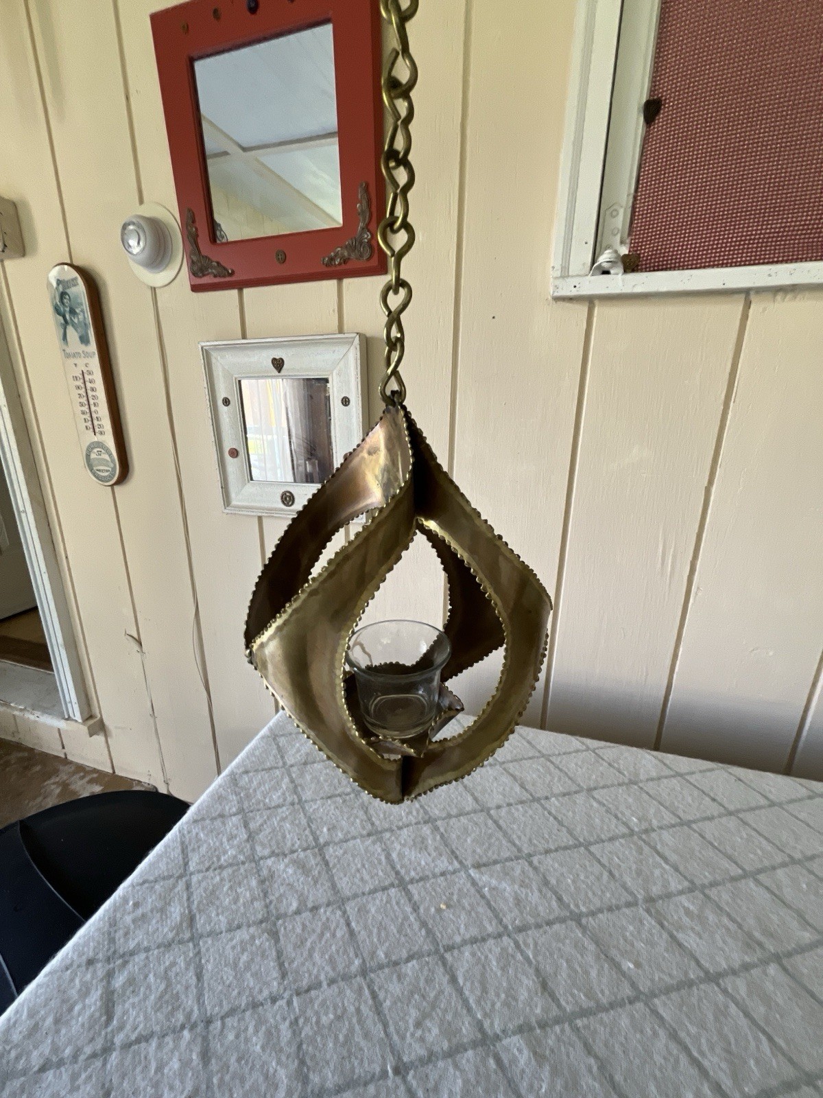 vintage mid century modern Brass Candle Holder Almost Brutalist 
