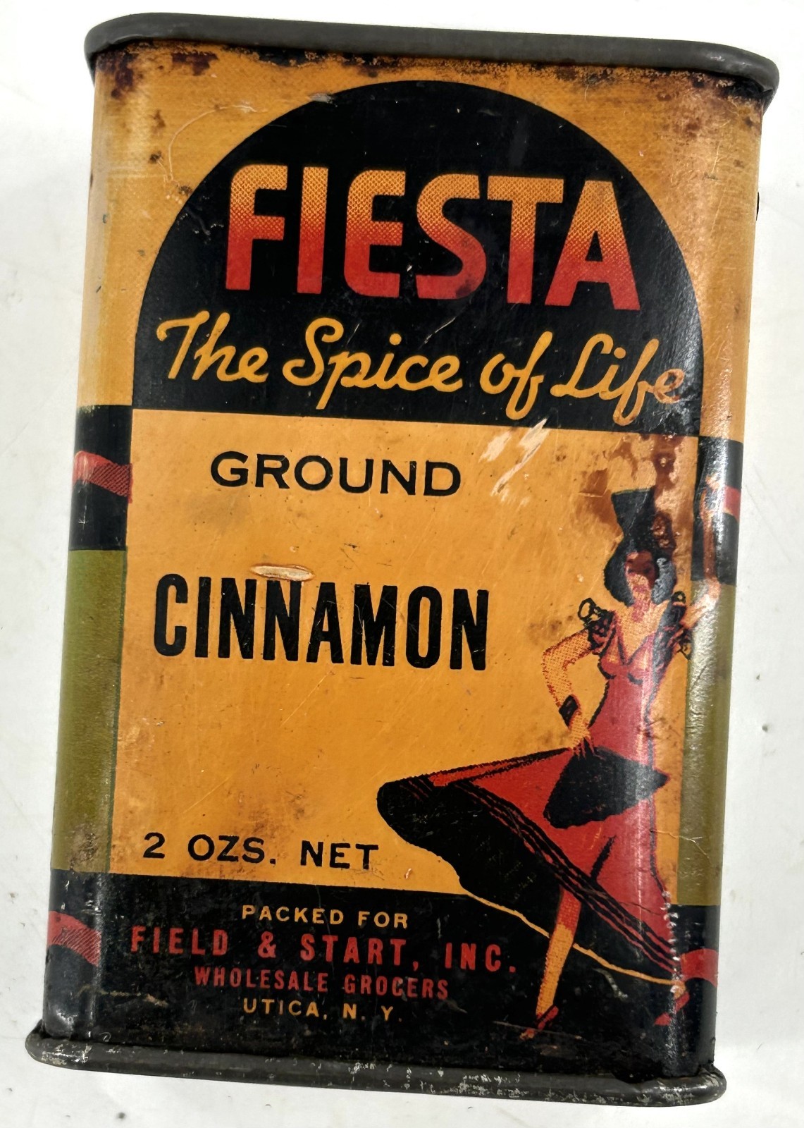 Vintage RARE FIESTA Brand Ground Cinnamon Tin - Utica NY - 2\