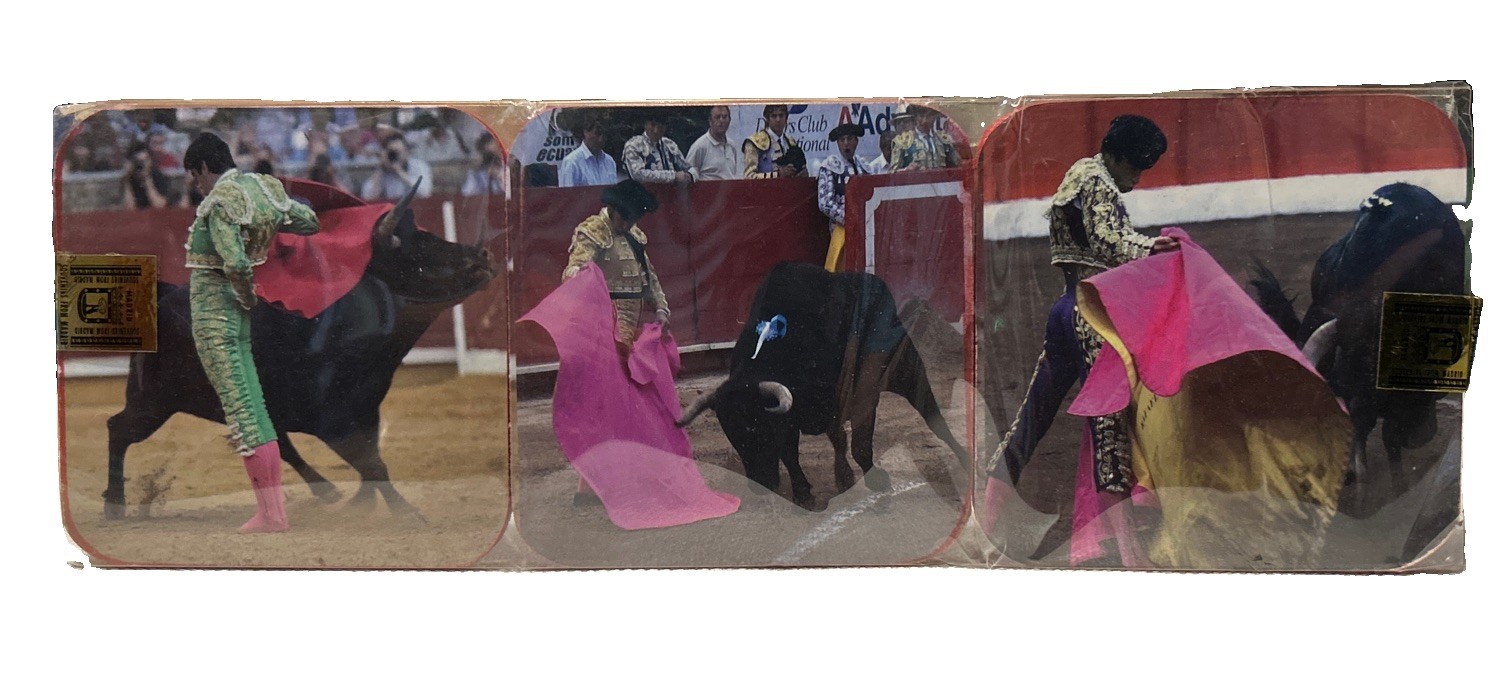 Rare Vintage Spanish Matador Bull Fighting Photo Image Coasters Set of (6) Rare Vintage Spanish Matador Bull Fighting Photo Image Coasters Set of (6)