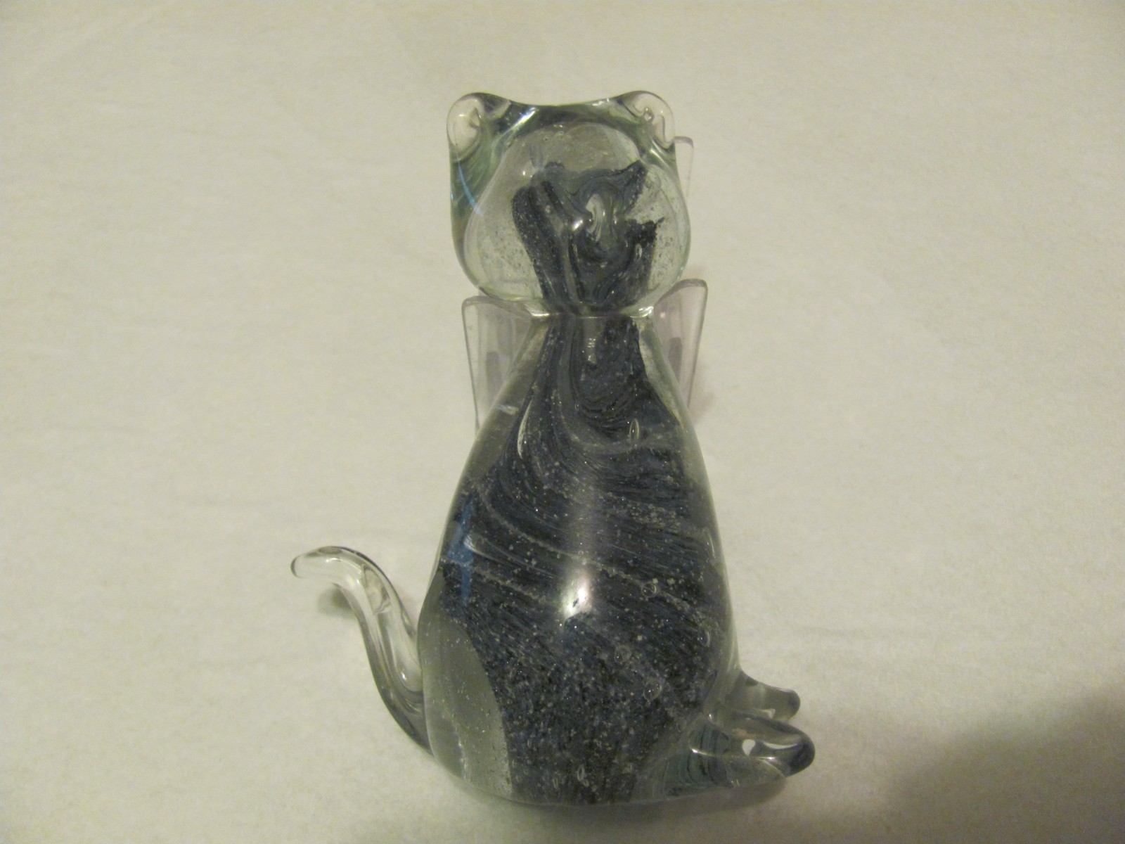 Art Glass Aventurine Swirl Cat Figurine Paperweight 4.5