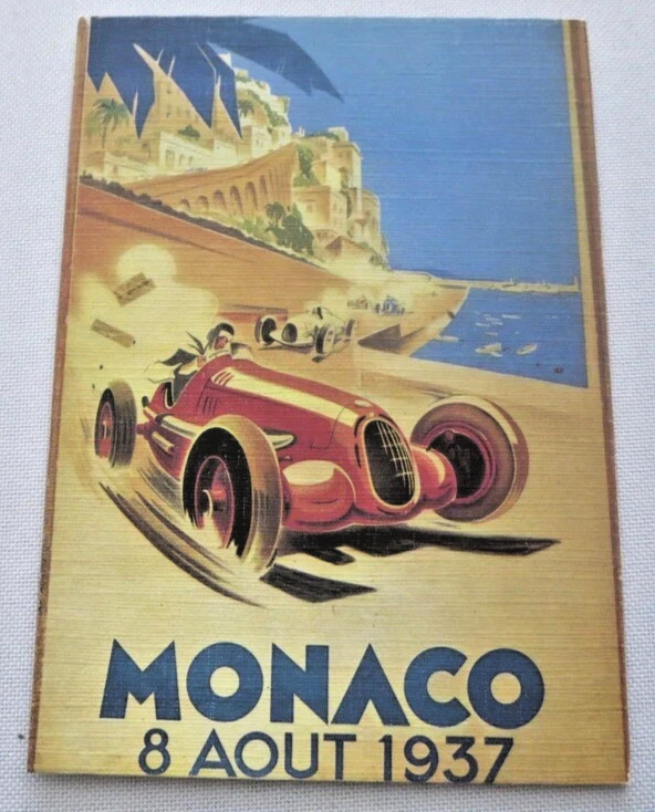 1937 Monaco Grand Prix Automobile Racing Car Postcard - Reproduction Gorgeous 1937 Monaco Grand Prix Automobile Racing Car Postcard - Reproduction Gorgeous