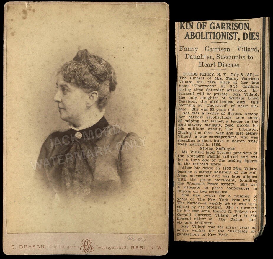 RARE Photo FANNY GARRISON Villard Co-Founder NAACP Suffragist Original Antique