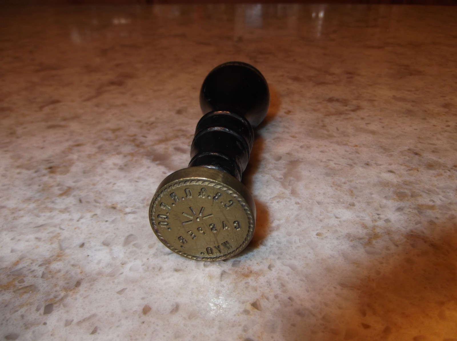 Rare Antique C.B. & Q. R.R. Casper Wyoming Railroad Station Stamper