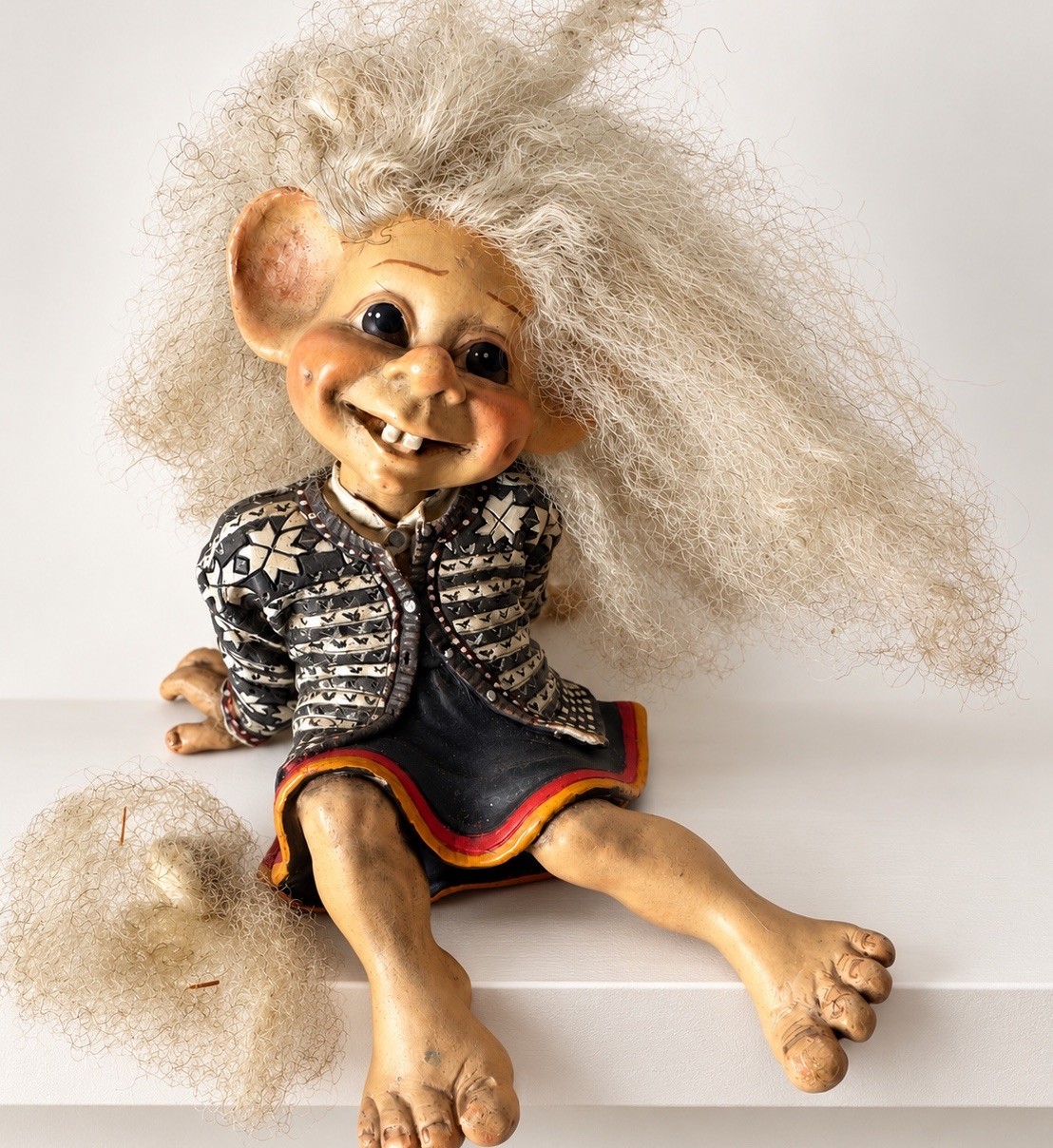 Vintage Candy Designs Norway Troll Girl Shelf Sitter White Hair Mythical Nordic