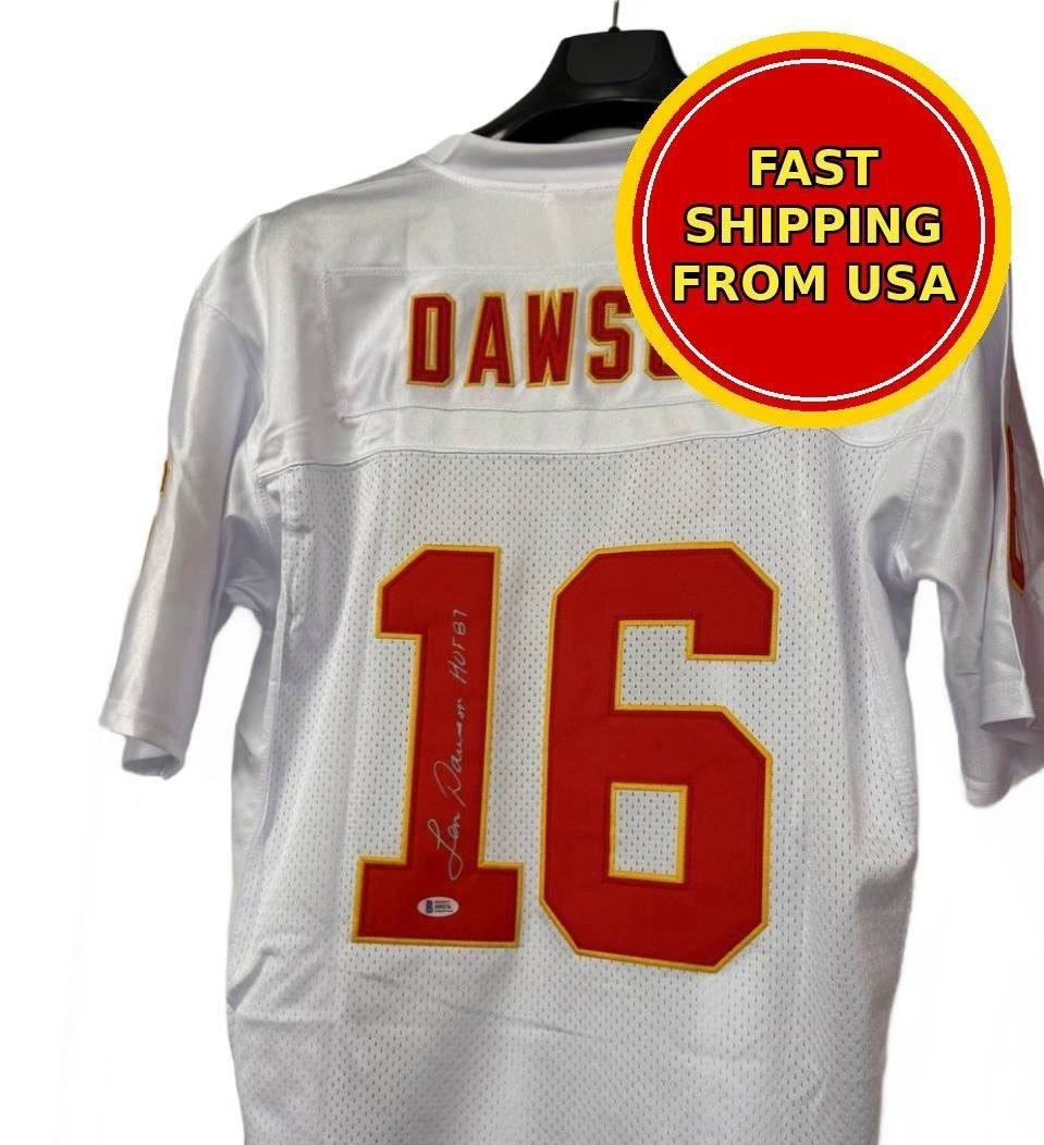 Len Dawson White/Red NFL Jersey Autographed Signed #16 Beckett COA