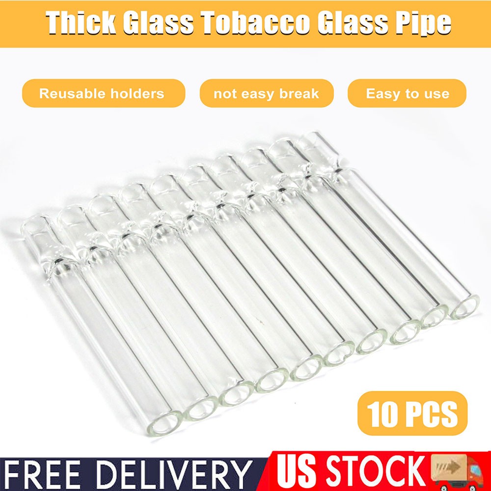 10 Pack Thick Glass Tobacco Glass Pipes Reusable One Hitter Smoking Tube Pipes