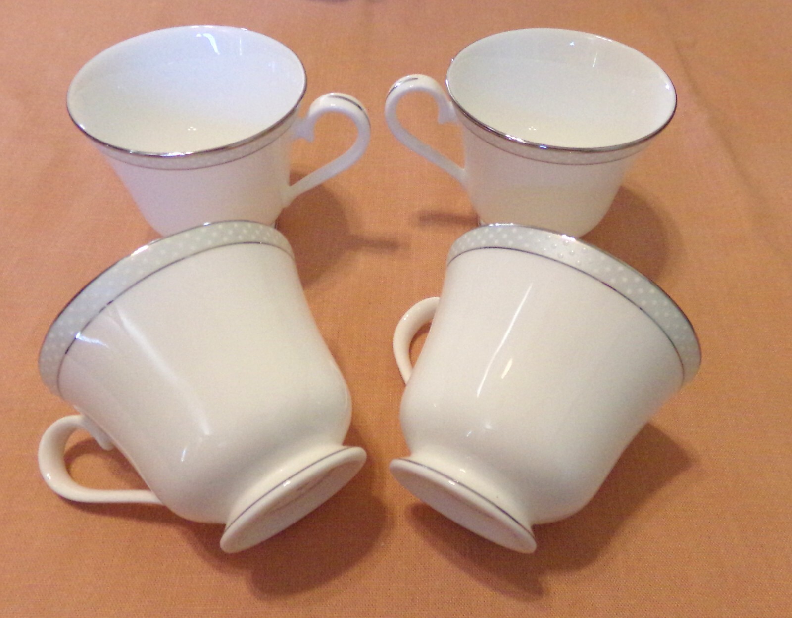 4 Nikko Ocean Beaded Pearl Fine Bone China Footed Teacups Cups Mint