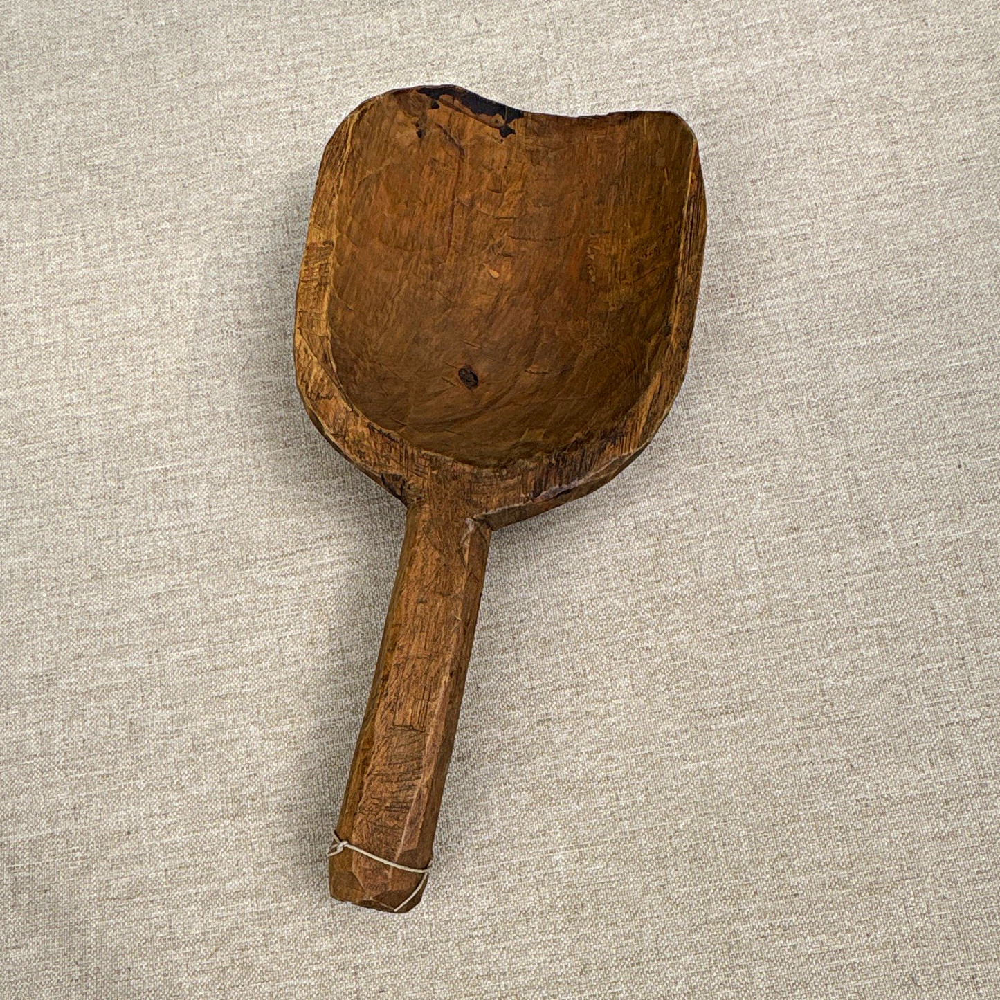 Hand-Carved Wooden Scoop, Medium Brown Wood Tone, Rustic Primitive, 1-Pc