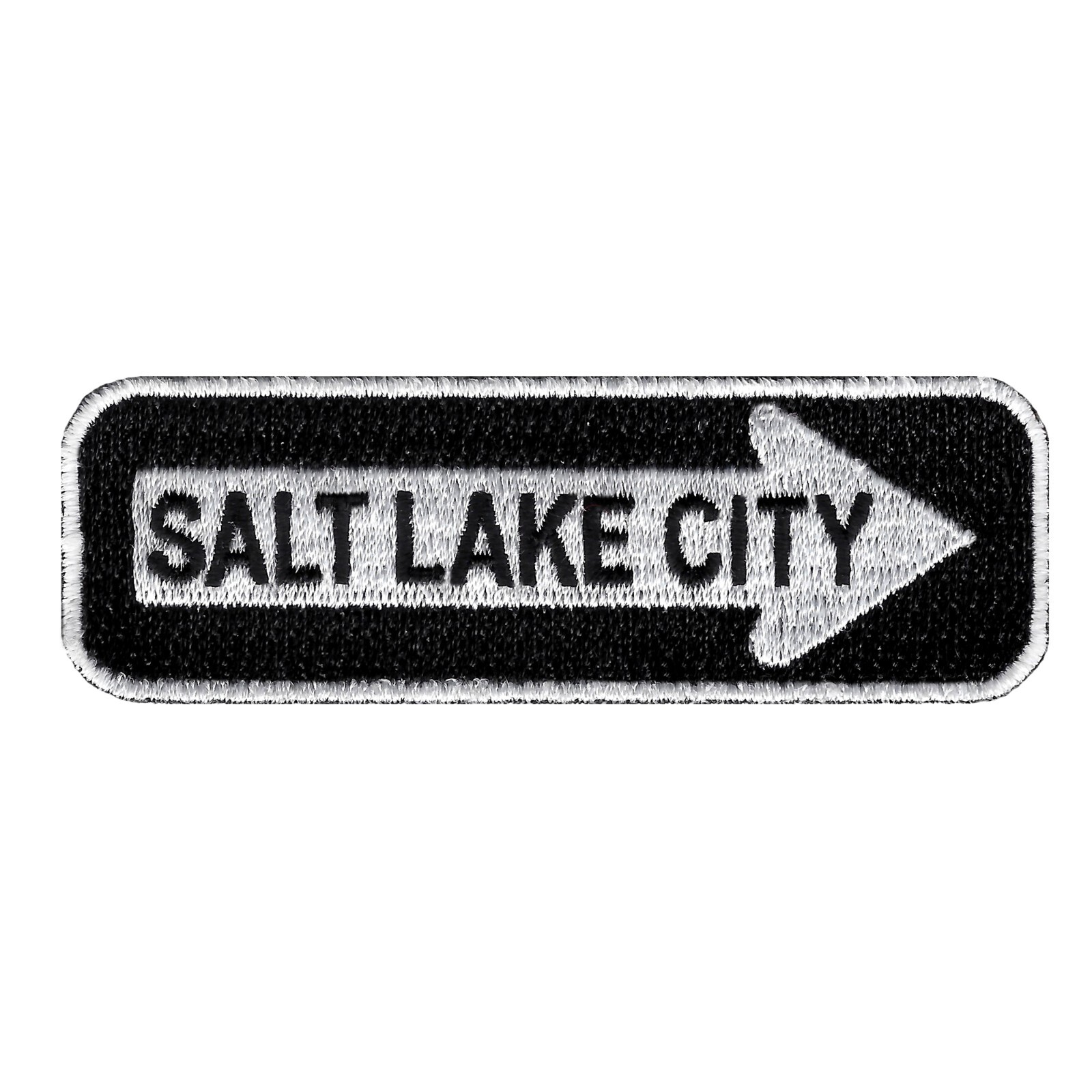 SALT LAKE CITY ONE-WAY SIGN EMBROIDERED IRON-ON PATCH UTAH SOUVENIR ROAD MORMON