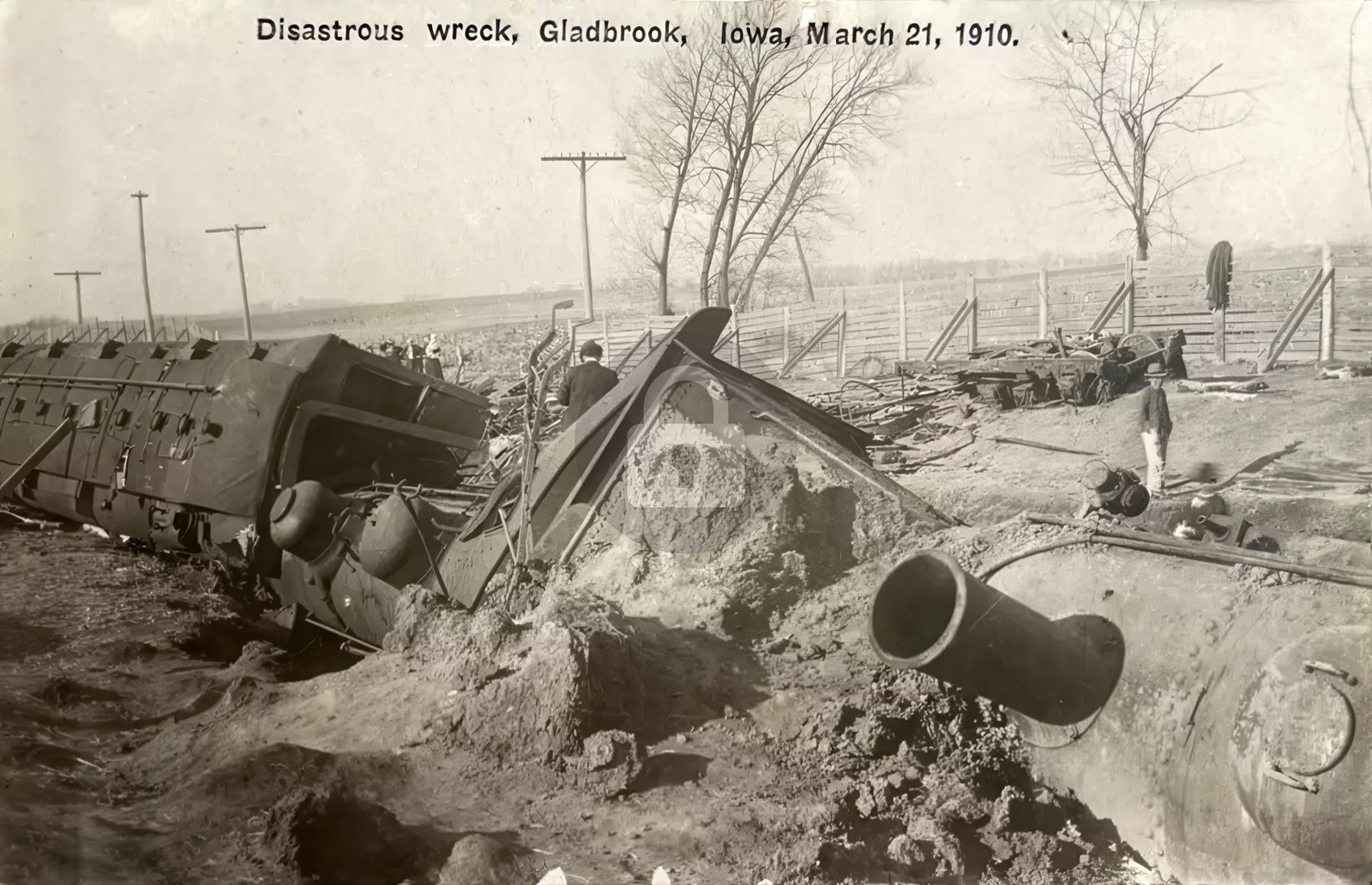 Train Wreck Gladbrook IA Iowa RPPC Photo Postcard COPY
