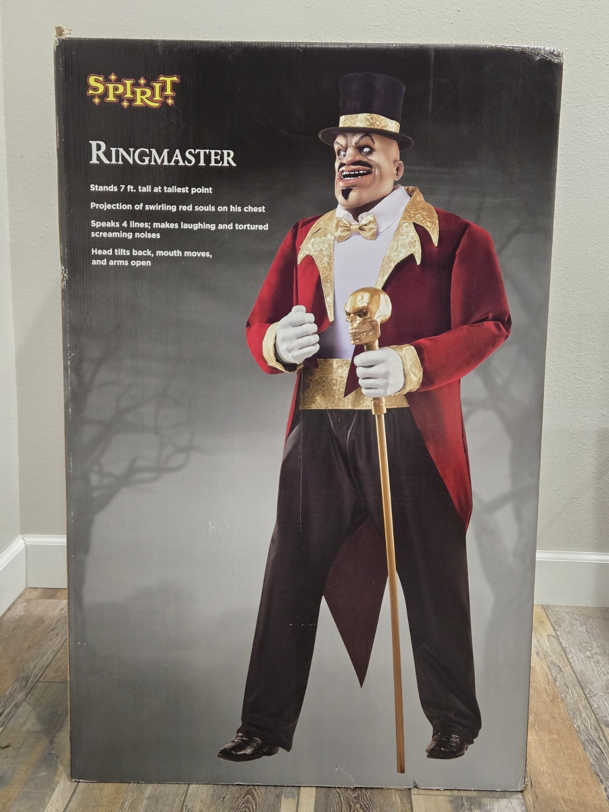 Spirit Halloween Ringmaster Animatronic Prop Life Size Animated Talking w/Box