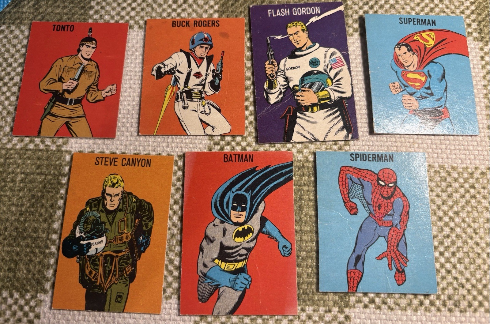 1960’s Era Marvel DC Card Lot Spiderman Batman Superman Rare Issue G-EX X7 Cards