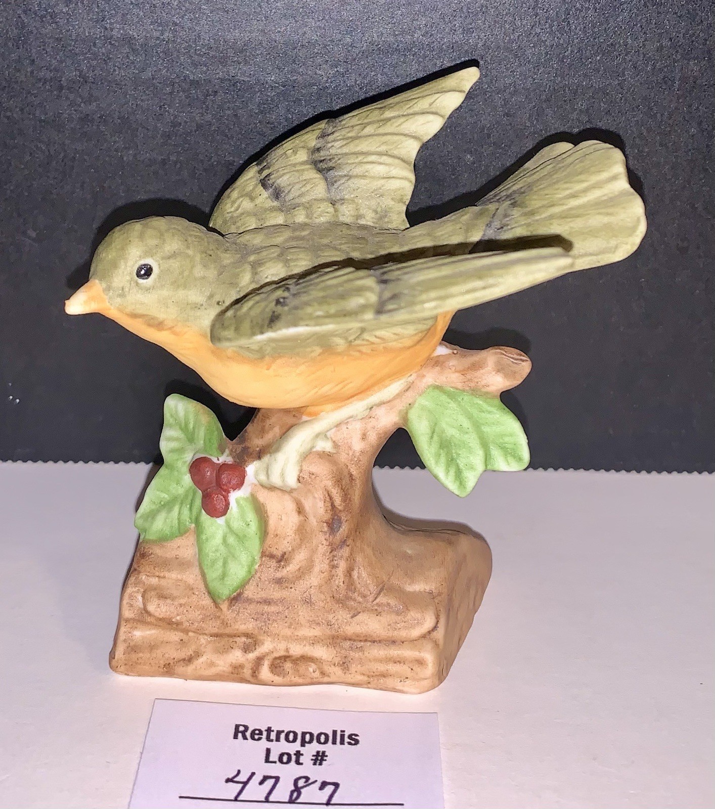 Ardalt Green & Yellow Ceramic Bird Figurine Vintage
