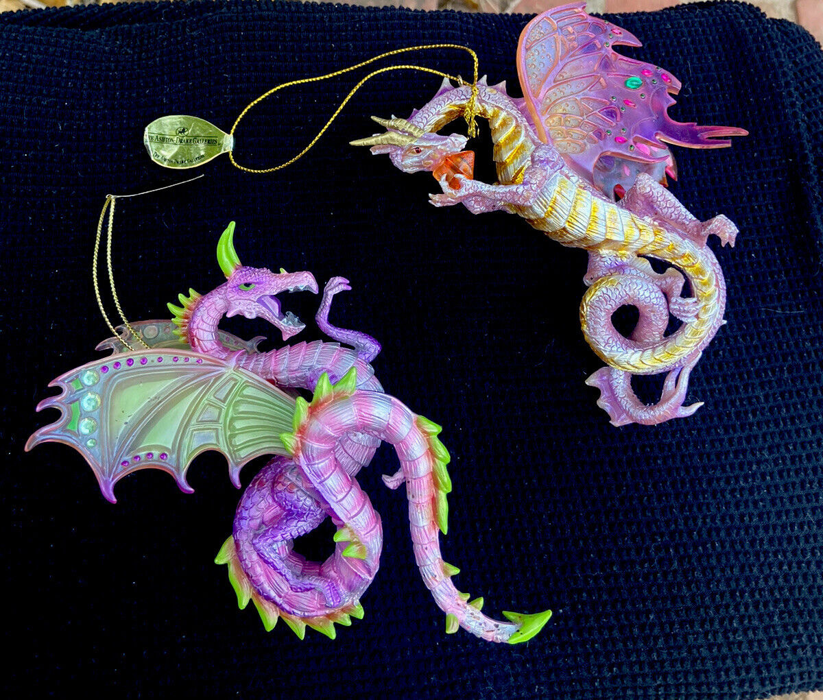 2 :Stunning Fire & Ice Dragon Icicles Ornaments The Ashton Drake Galleries w/COA