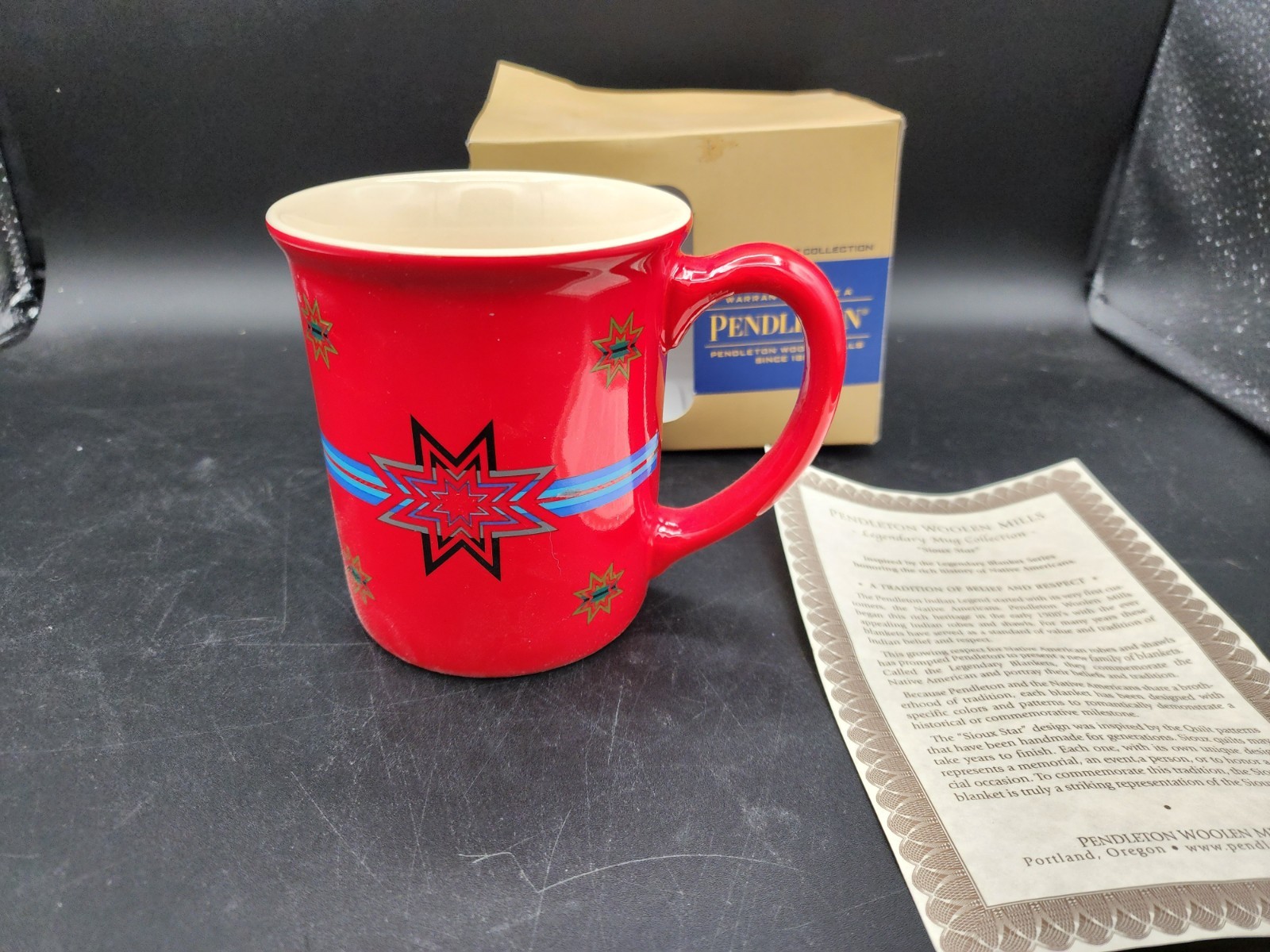 New-other-Pendleton Woolen Mills Native American Sioux Star Blanket Red Mug