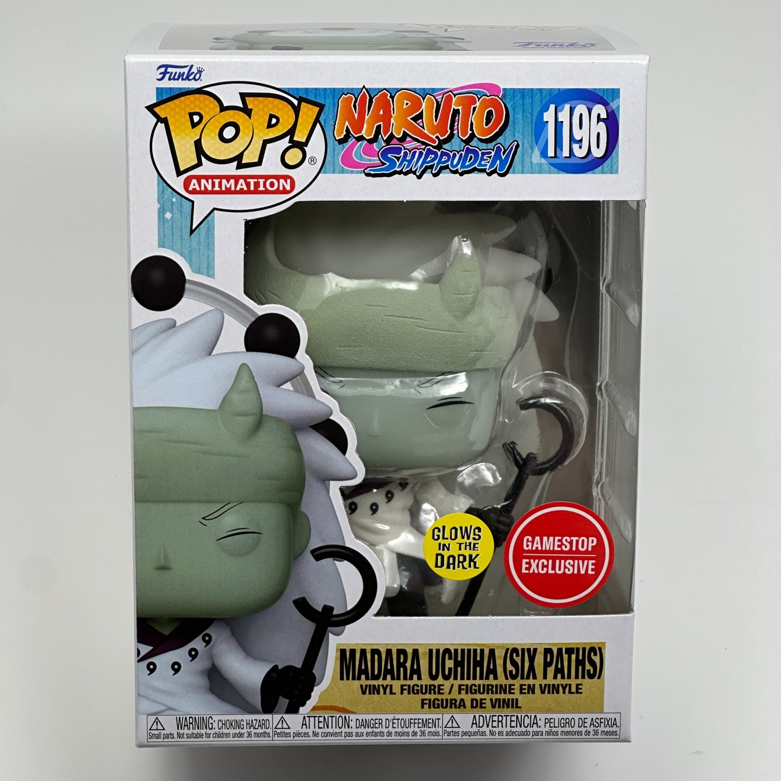 Funko Pop MADARA UCHIHA SIX PATHS GLOW GameStop Exclusive NARUTO 1196 HIGH GRADE