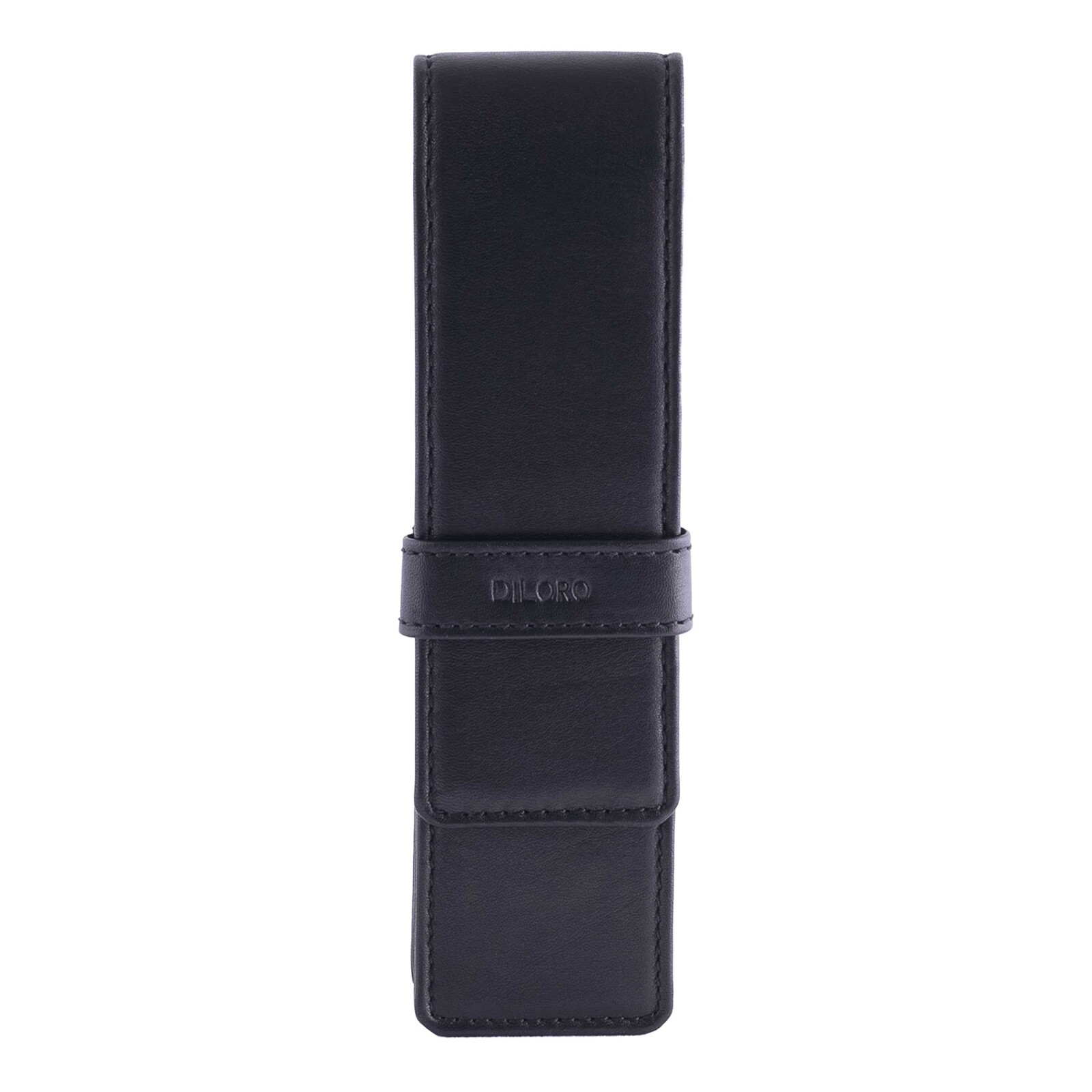 Pen Holder Pencil Case Full Grain Leather by DiLoro Holds Two Pens Pencils Black