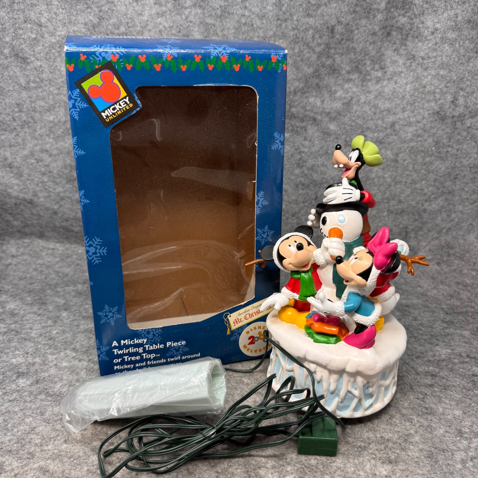 Vtg Mr Christmas Mickey Twirling Tree Topper Table RARE Friends Snowman 90s