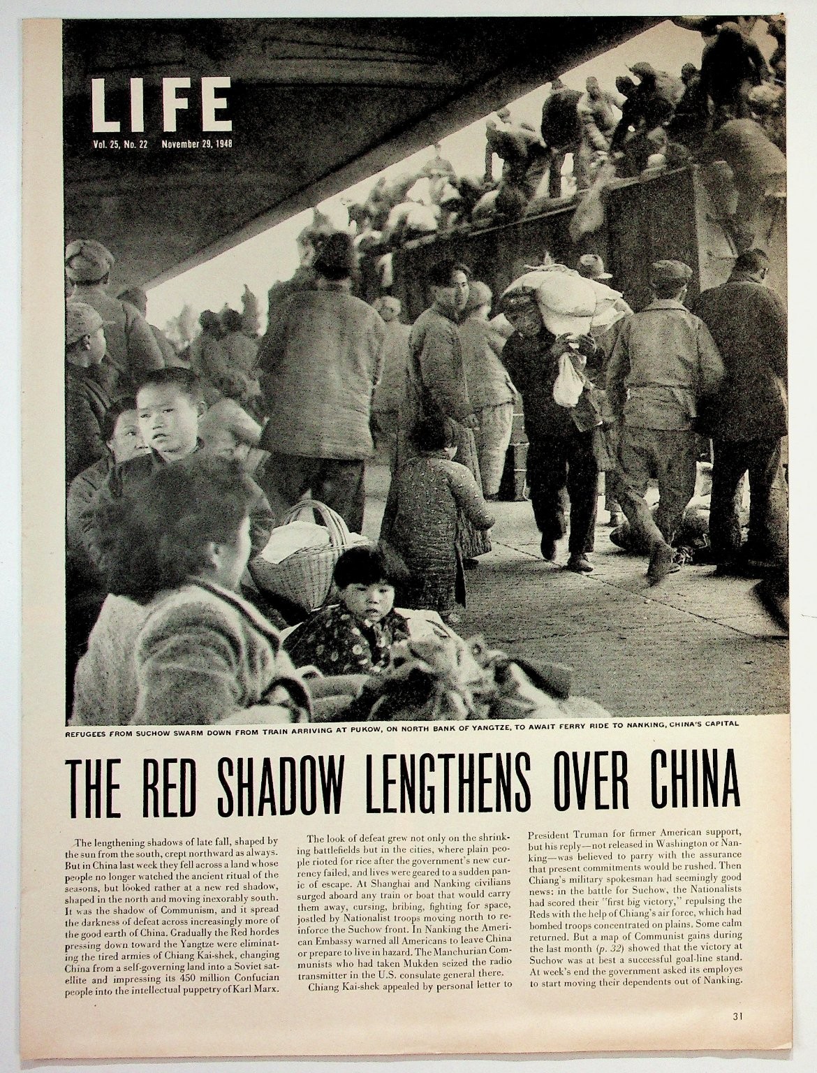 1948 LIFE Magazine Chinese Civil War Article Refugees Shanghai Nanking Photo Art