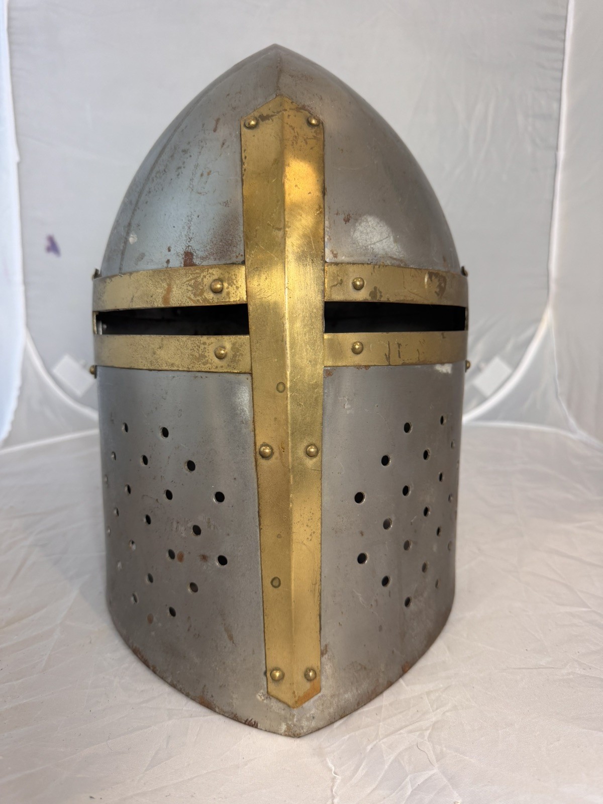Vintage Medieval Knight Sugarloaf Armor Crusader Helmet Decorative 13” 