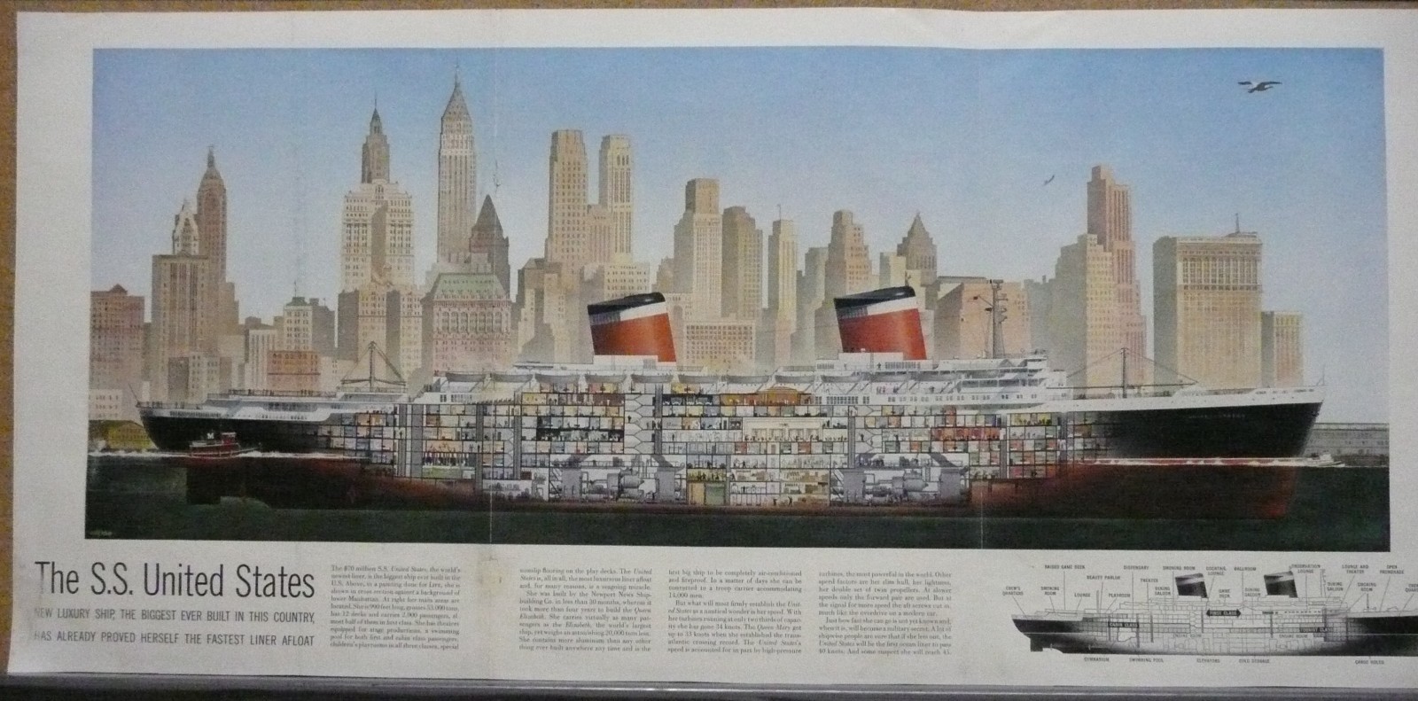 S.S. United States Ad Poster ; Ocean Liner Cruise Ship S.S. United States Ad Poster ; Ocean Liner Cruise Ship