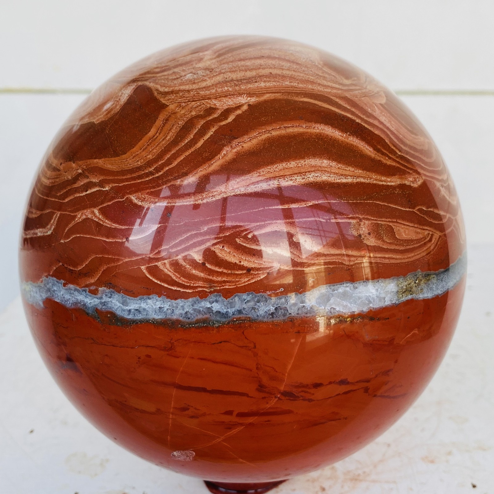 Natural Red jasper ball quartz crystal Sphere Reiki energy healing 3440g