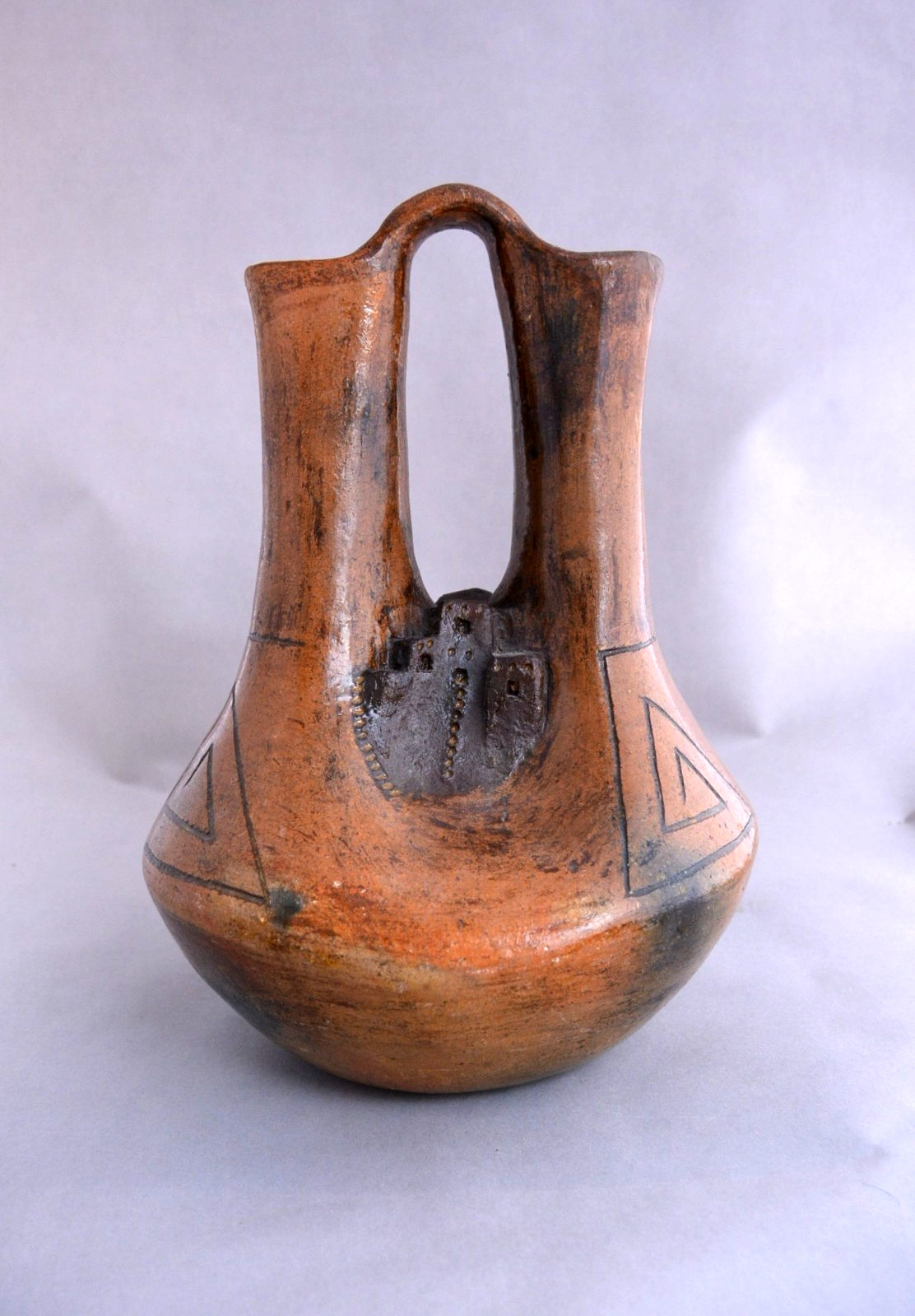 Jerry Whitethorn - Large Navajo Pictorial Wedding Vase Pot - Old Pueblo - 11 3/4